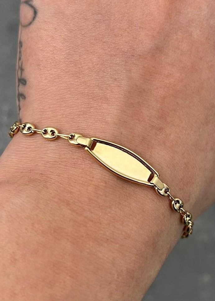 Pulso bebé con placa 1.85gr / Largo 14cm / Oro Amarillo Nac B