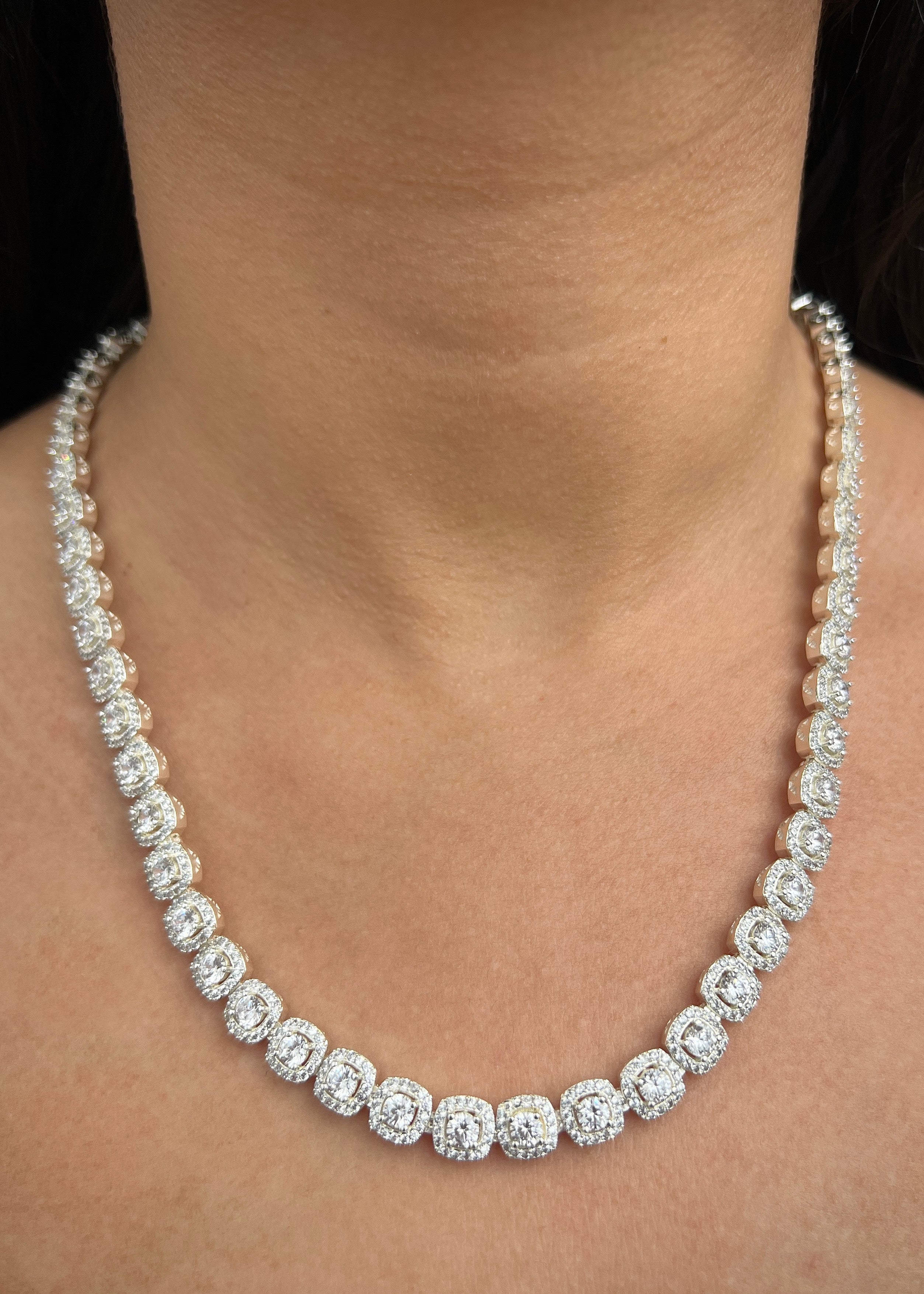 Cadena Tenis con Swarovski Blanco 59.9gr / 50cm / 7.7mm — Plata 925