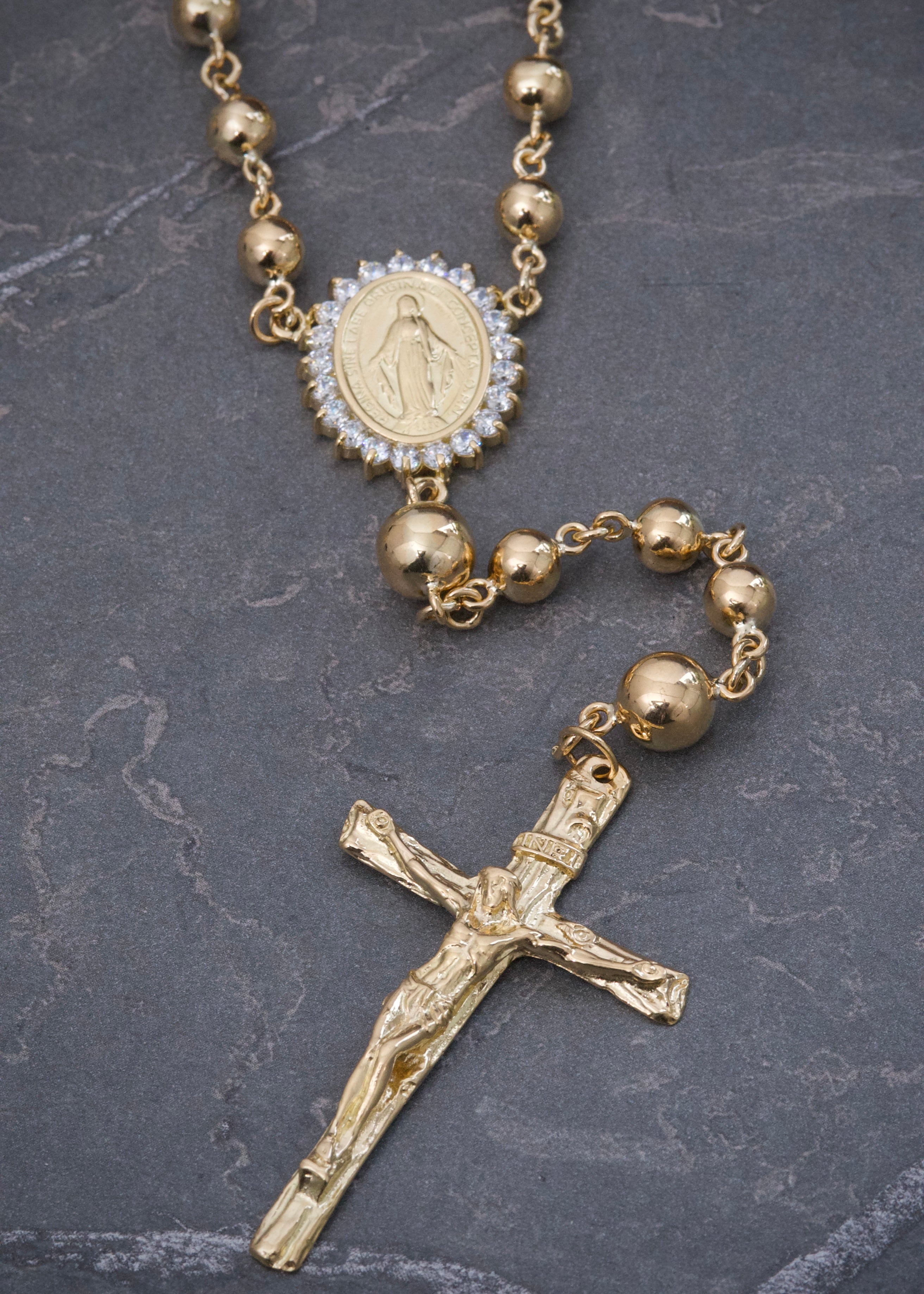 Rosario Virgen de la Milagrosa 53.9gr / 70cm / 6mm — Oro Amarillo