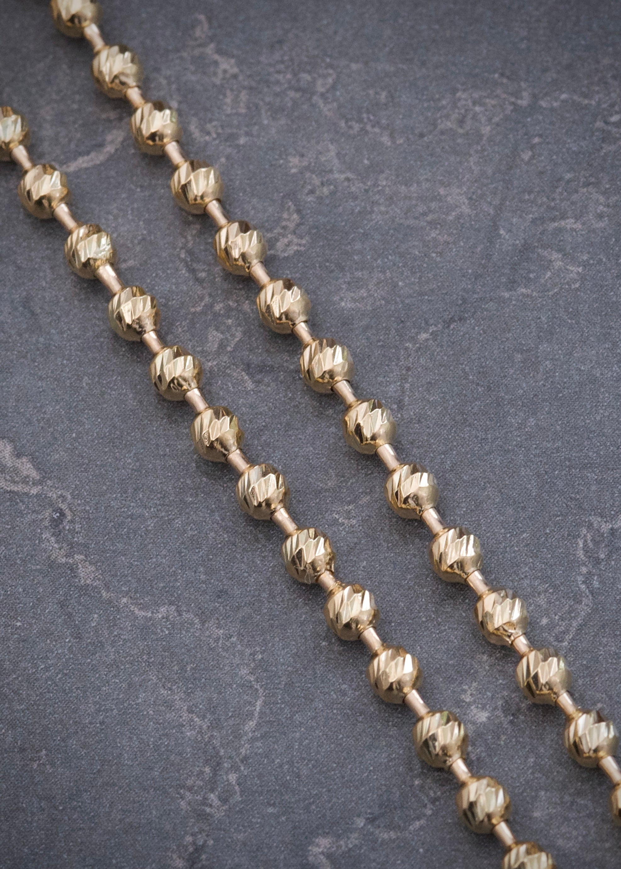 Cadena Militar Diamantada 18.4gr / 65cm / 3mm — Oro Amarillo