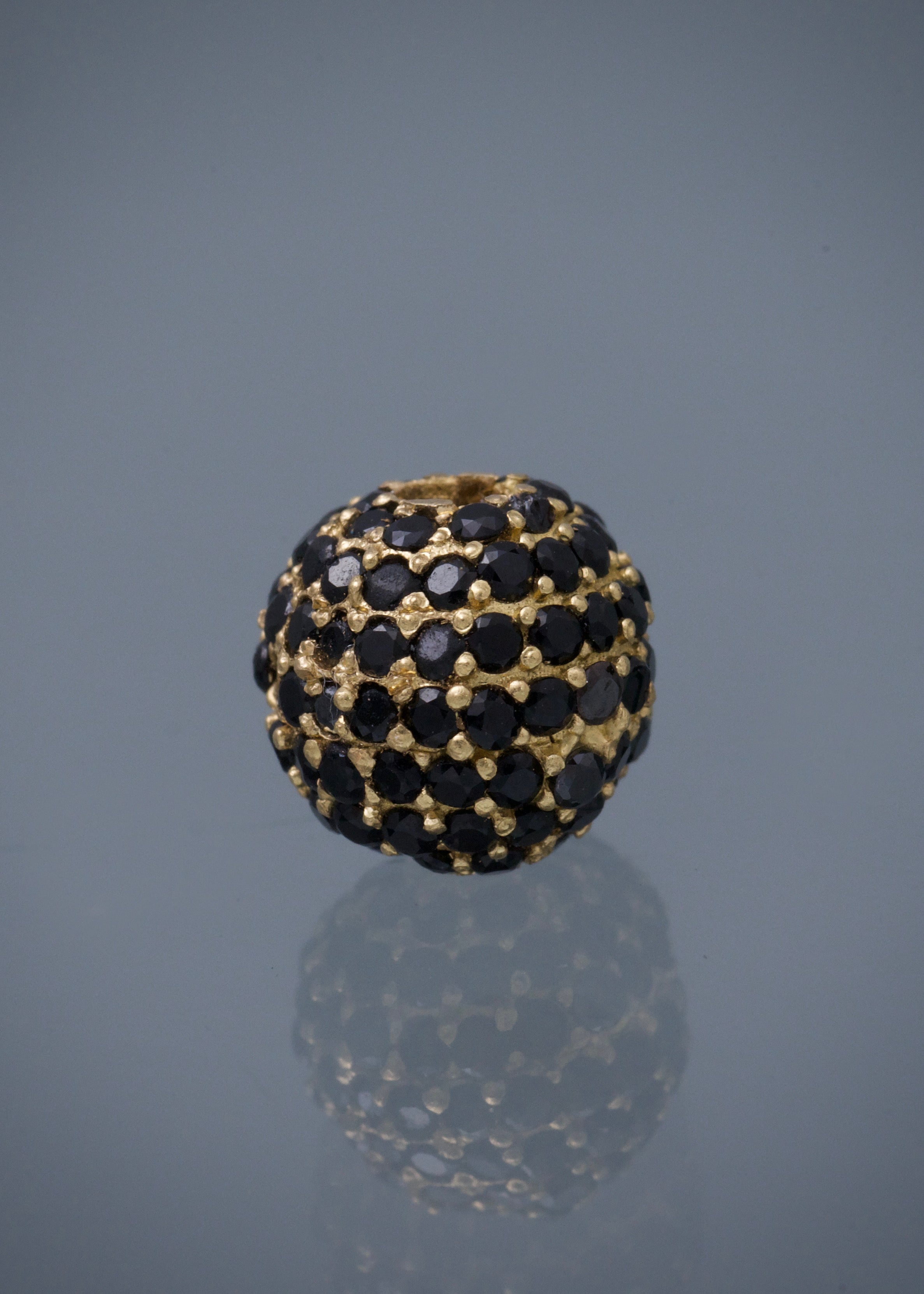 Herraje bola de fuego con swarovski negro 2.25gr / Oro Amarillo Nac B