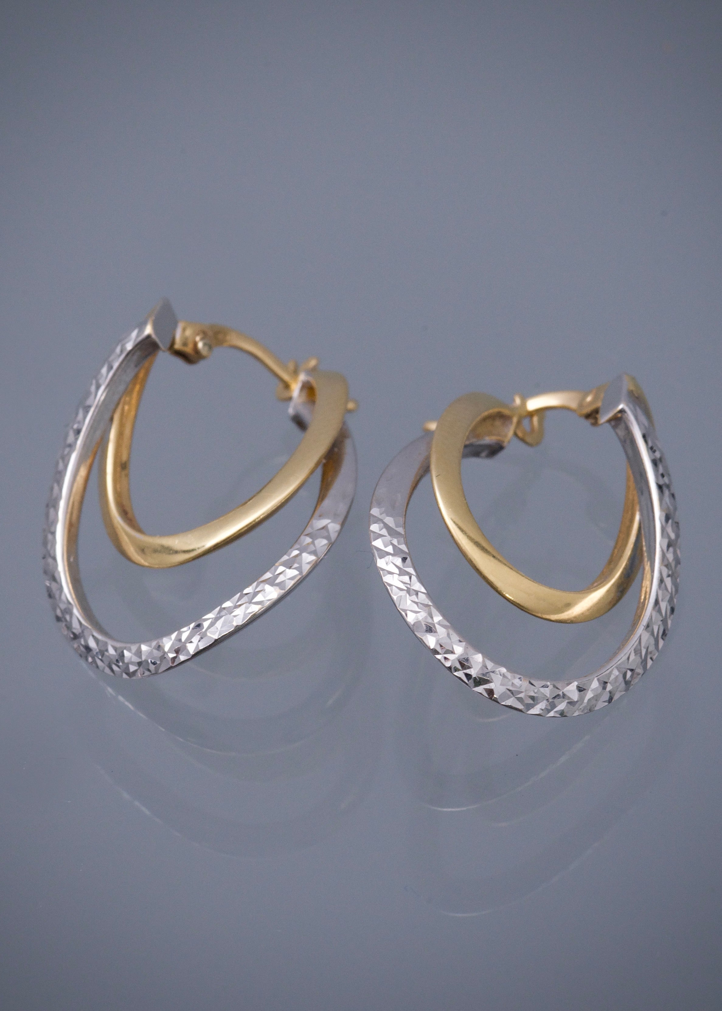 Candongas diamantadas 3.45gr / Largo 2.3cm / Dos Oros italy +4 M