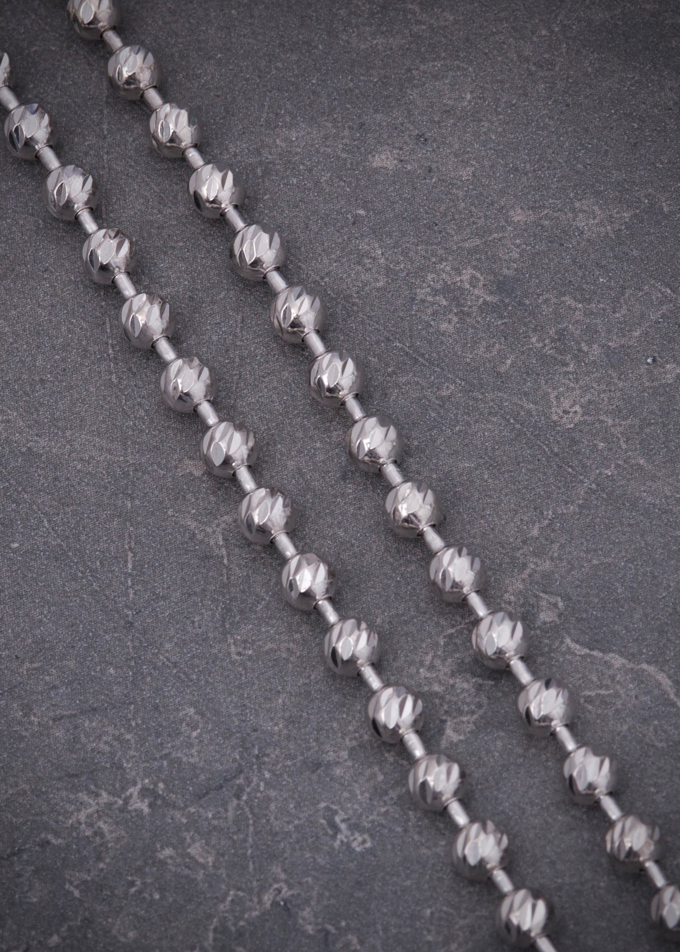 Cadena militar diamantada 4mm 23.75gr / Largo 62cm / Oro Blanco (Joya) M