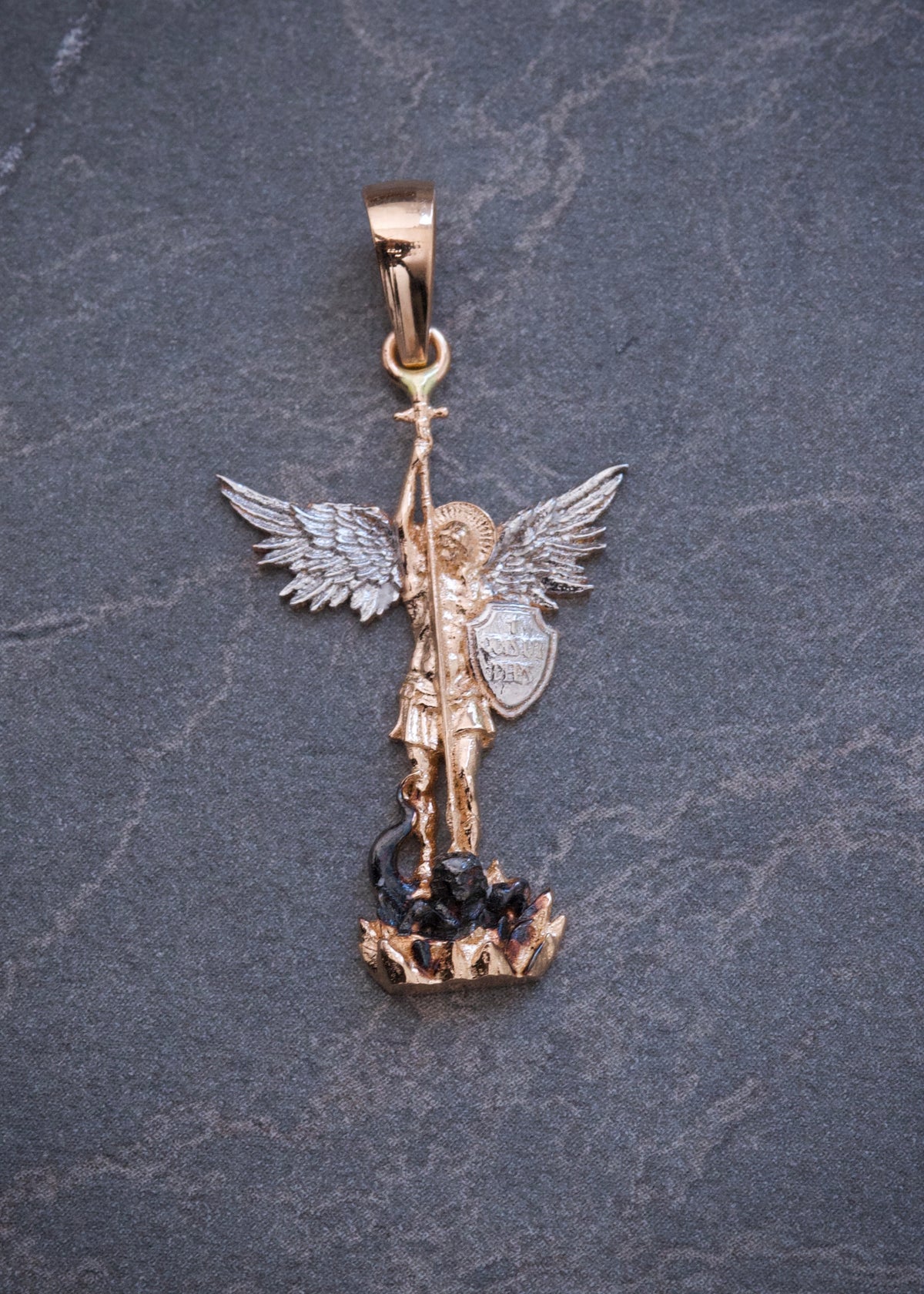Dije Arcangel San Miguel 2.25gr / 3.5cm / 17.6mm — Oro Rosado