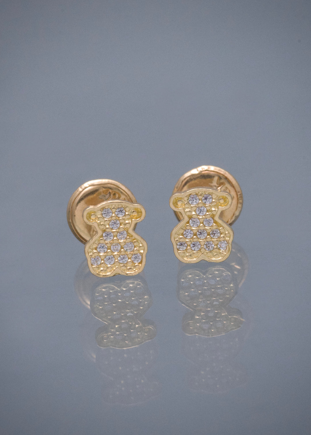Topos Oso Th con Swarovski Blanco 0.85gr / 0.6cm / 4.8mm — Oro Amarillo