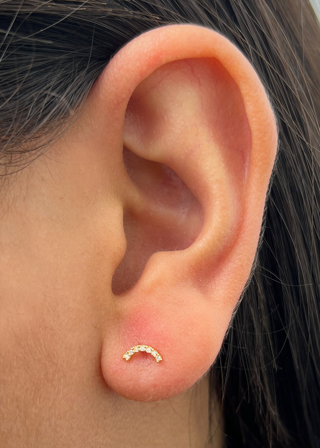 Topos con Swarovski Blanco 0.5gr / 0.7cm / 2.9mm — Oro Amarillo