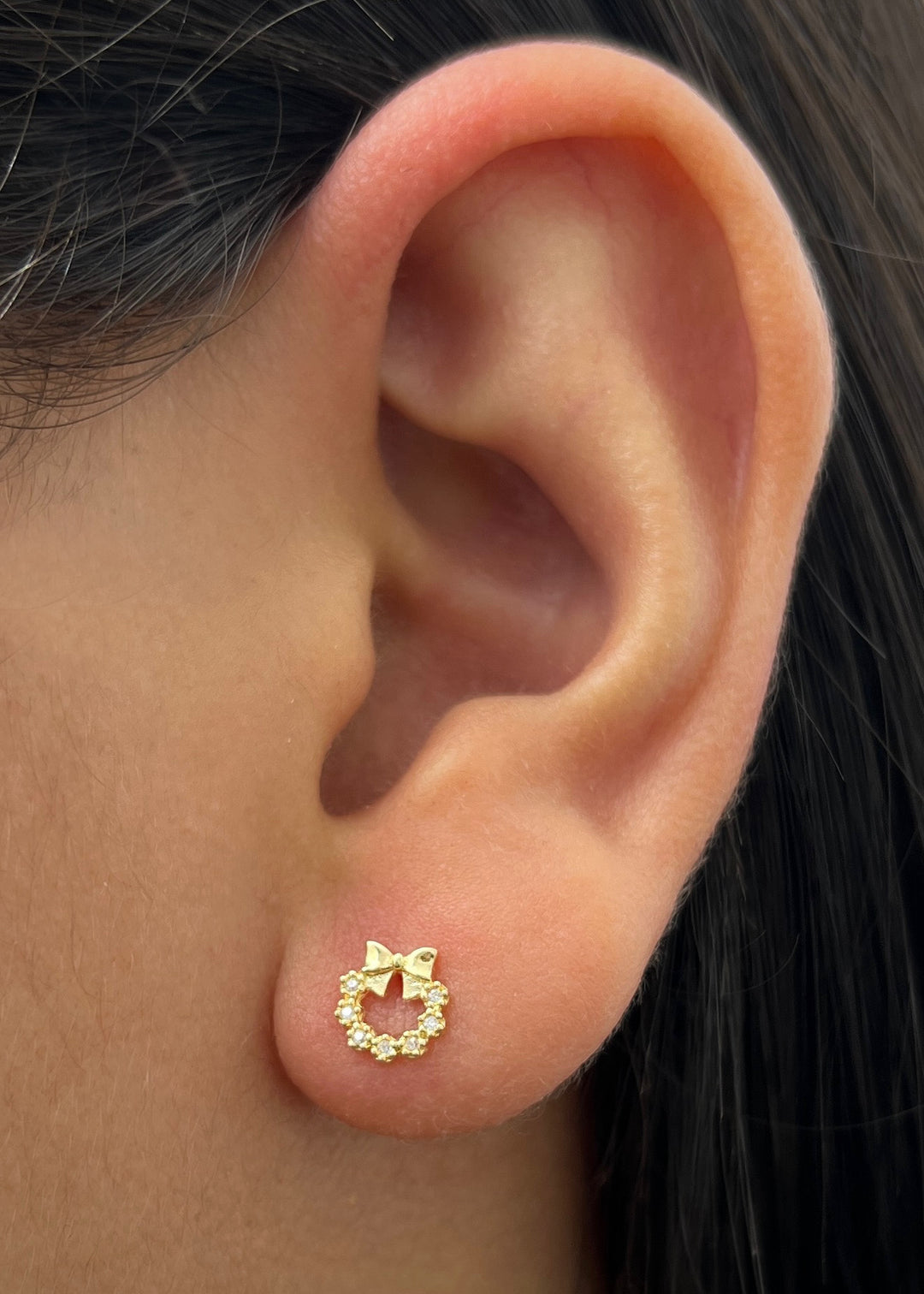 Topos Moño con Swarovski Blanco 0.8gr / 0.6cm / 6.3mm — Oro Amarillo