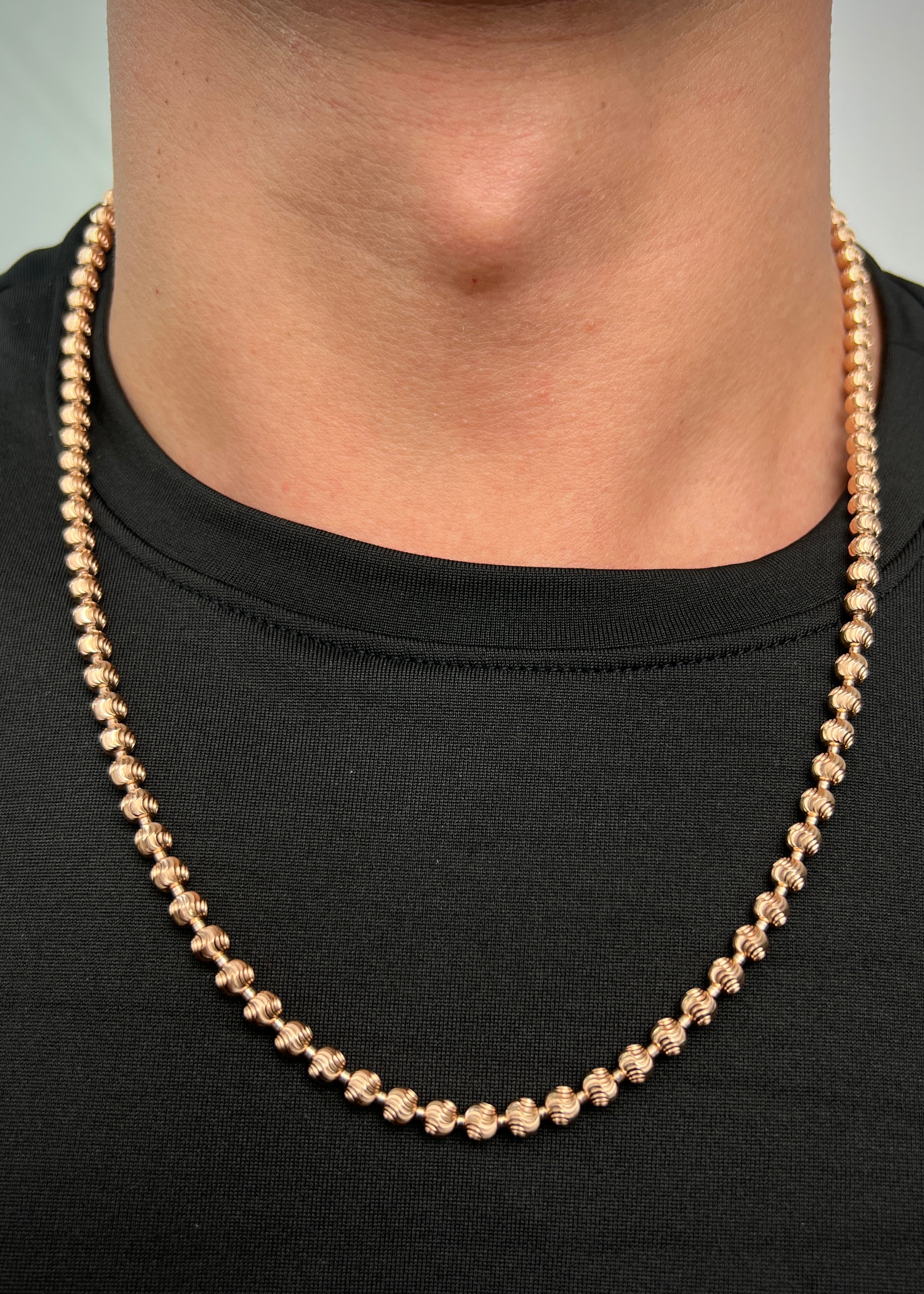 Cadena militar diamantada luna 5mm 28.8gr / Largo 60cm / Oro Rosado (Joya) M