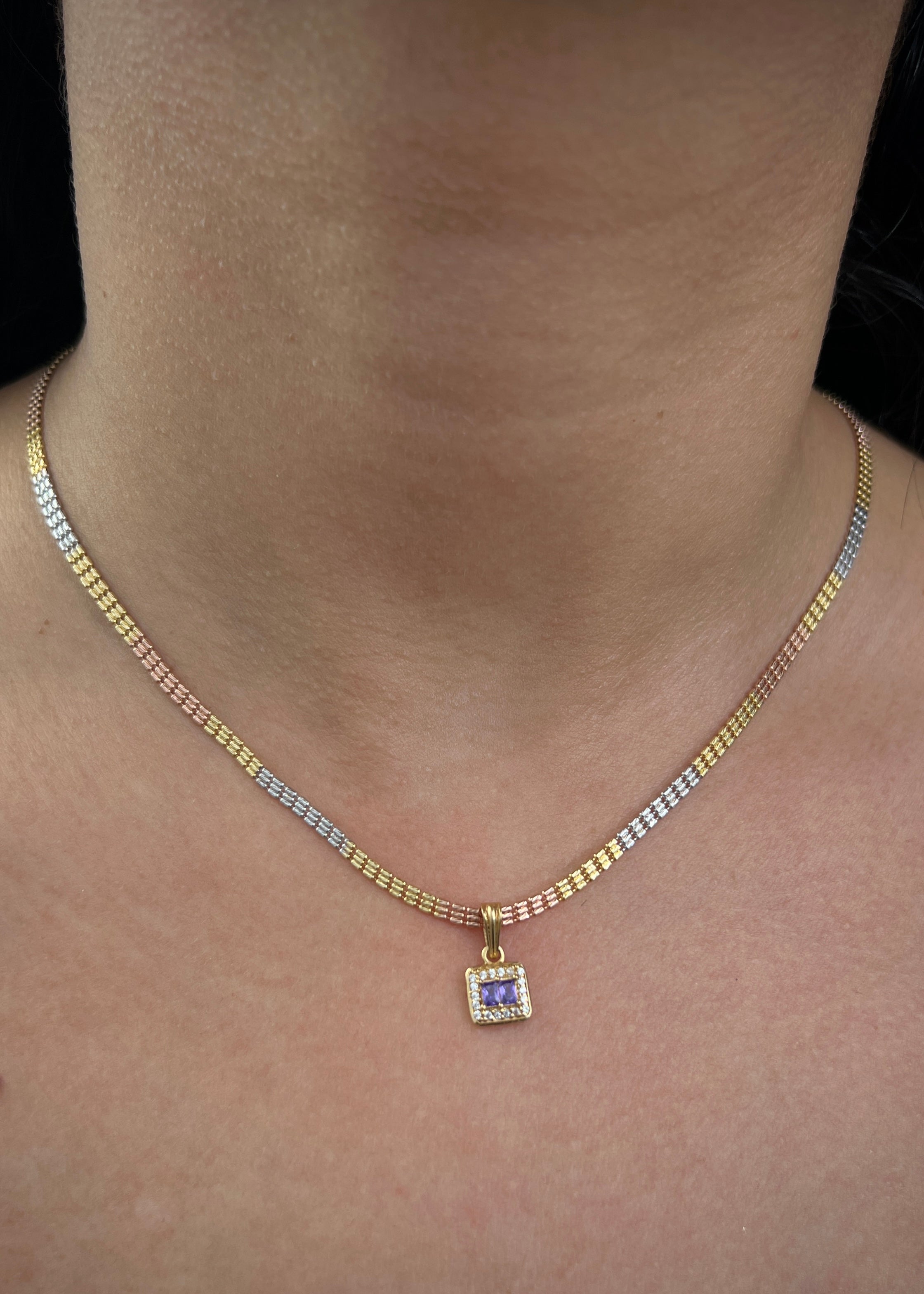 Set Cadena canutillo Dije swarovski morado 7.5gr / Largo 45cm — Tres Oros