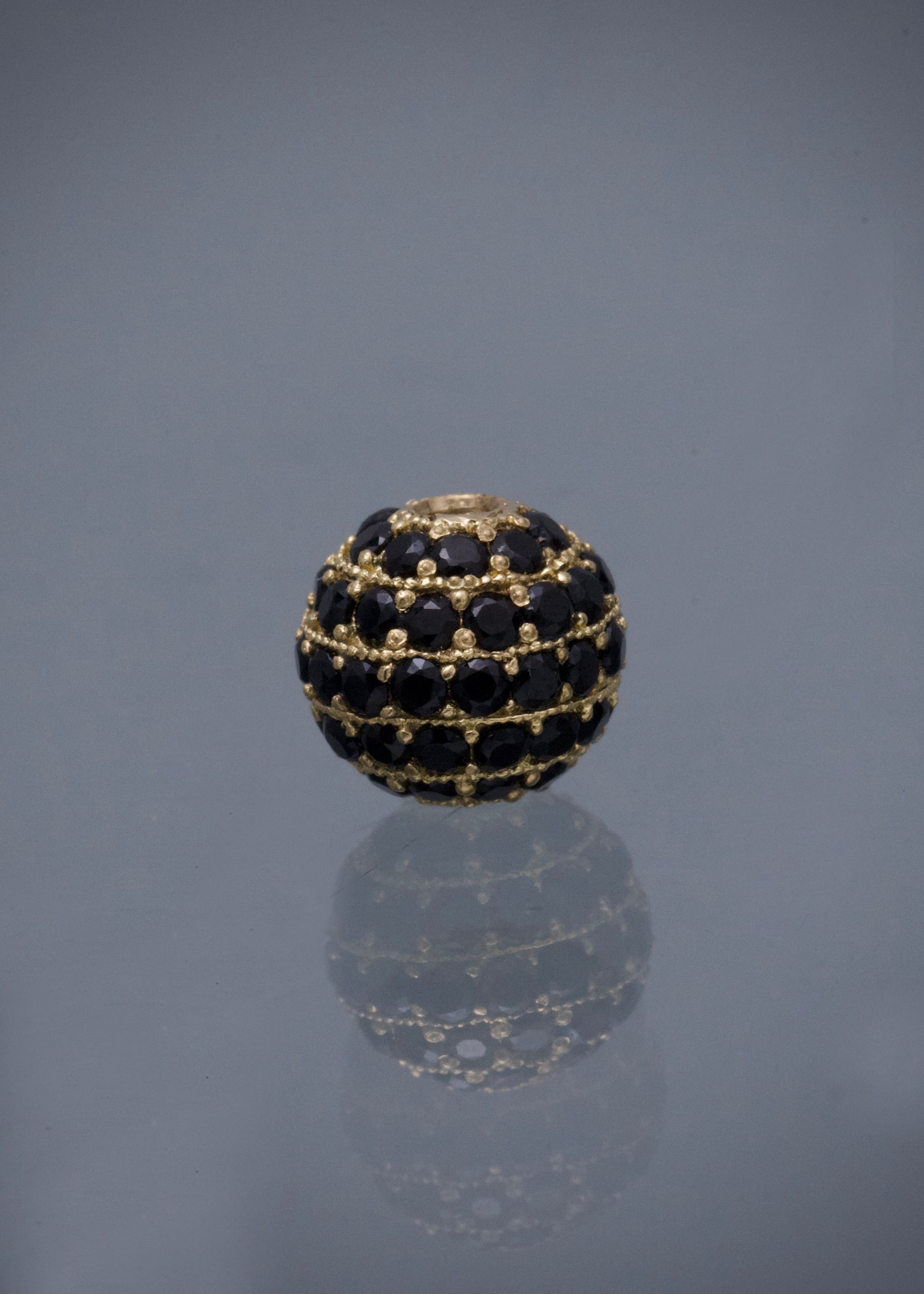 Herraje de bola de fuego con swarovski negro 1.75gr — Oro Amarillo