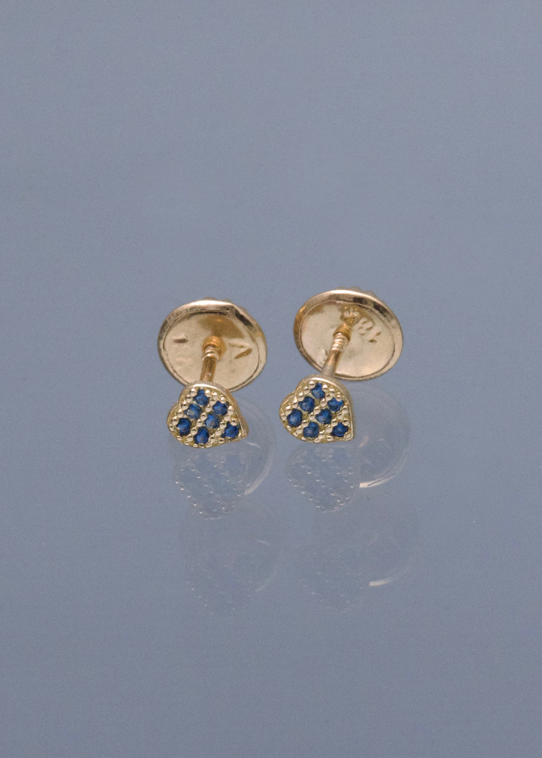 Topos Corazon con Swarovski Azul 0.5gr / 0.4cm / 3.8mm — Oro Amarillo