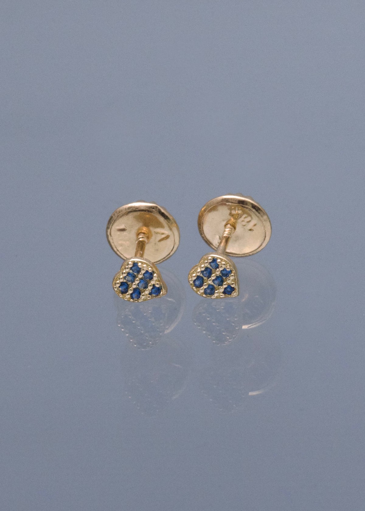 Topos Corazon con Swarovski Azul 0.5gr / 0.4cm / 3.8mm — Oro Amarillo