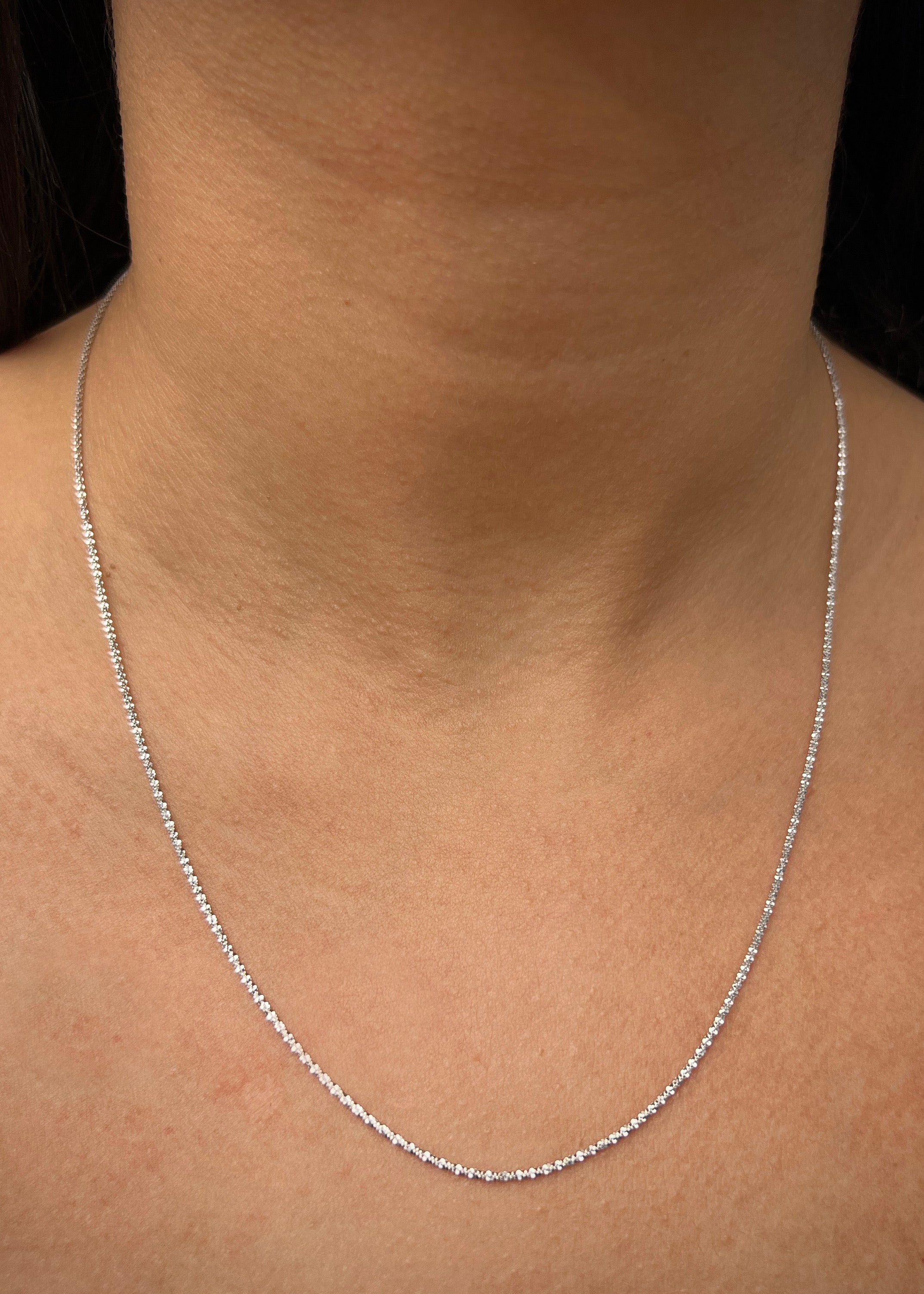 Cadena diamantada 2.25gr / Largo 50cm / Oro Blanco italy +3 P