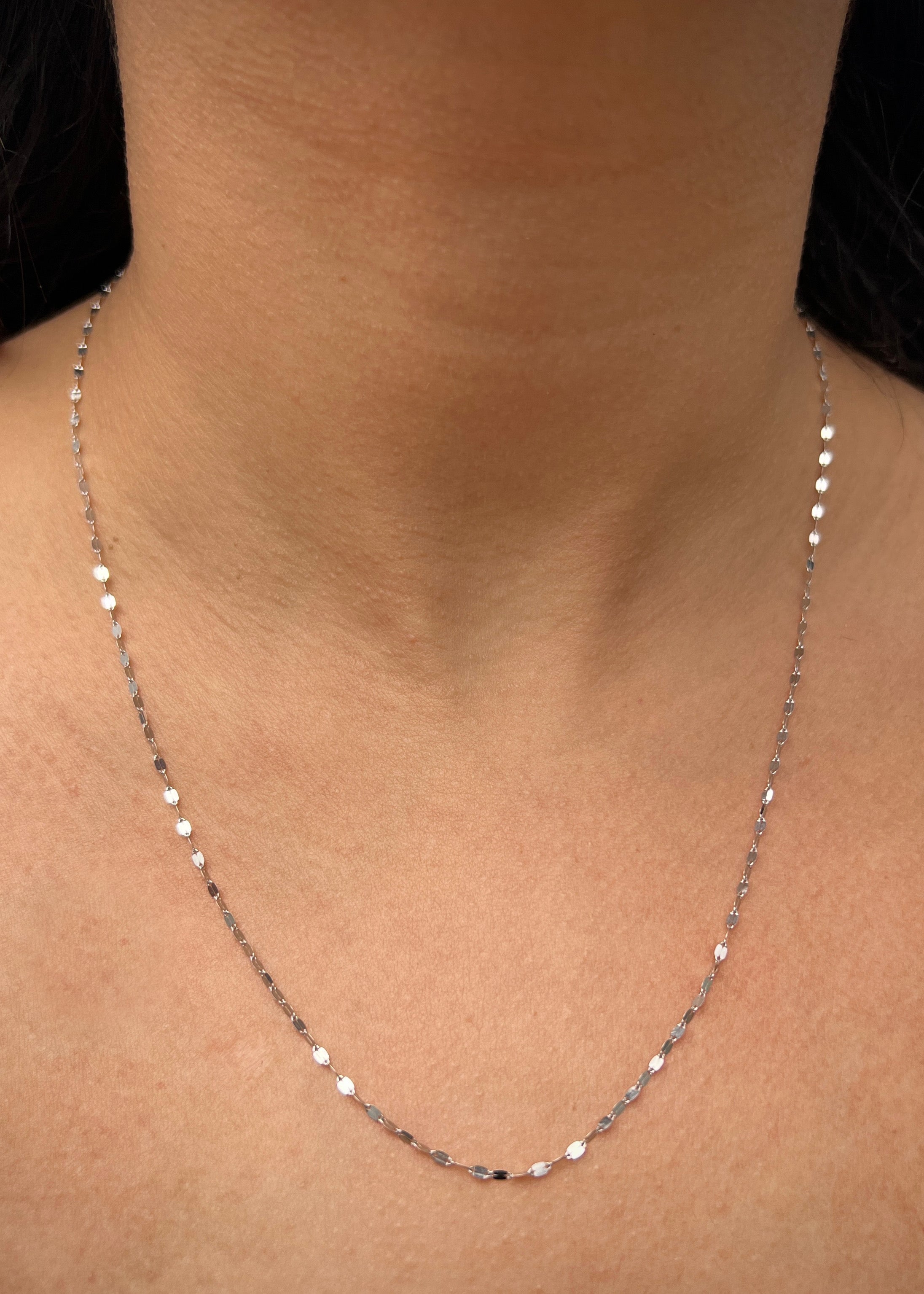 Cadena flor espejo 1.05gr / Largo 50cm / Oro Blanco italy +3 P