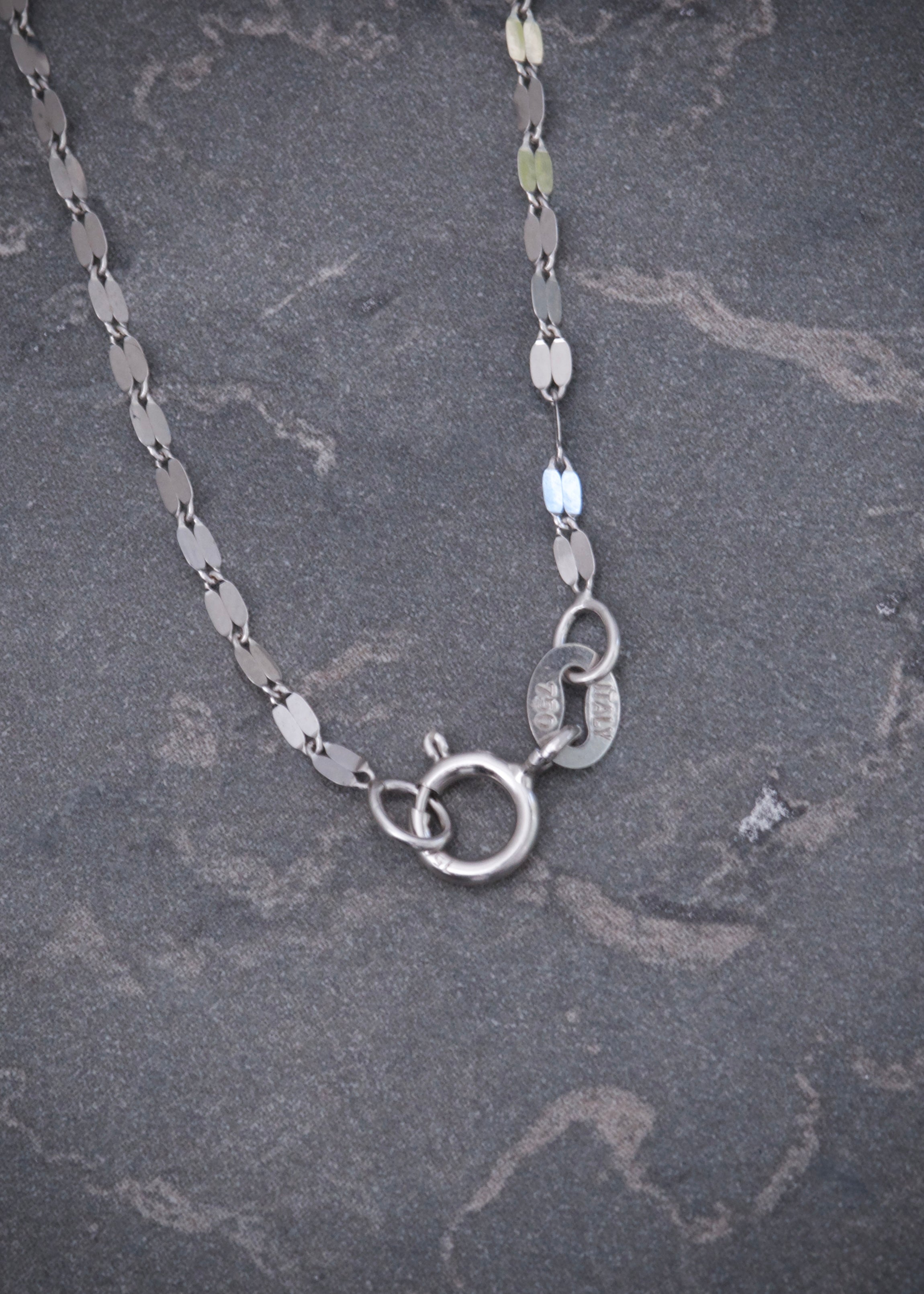 Cadena flor espejo 1.05gr / Largo 50cm / Oro Blanco italy +3 P