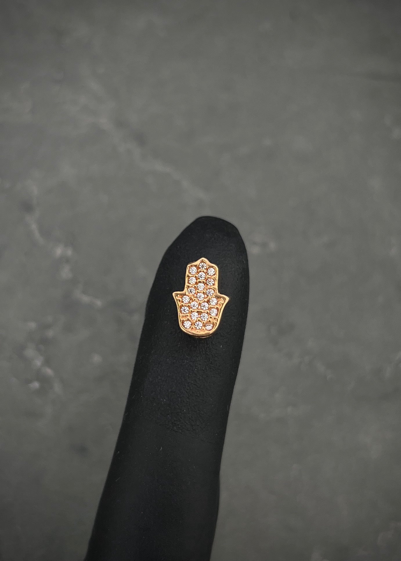 Herraje mano hs con swarovski blanco 1.95gr / Largo 1cm / Oro Rosado Nac B