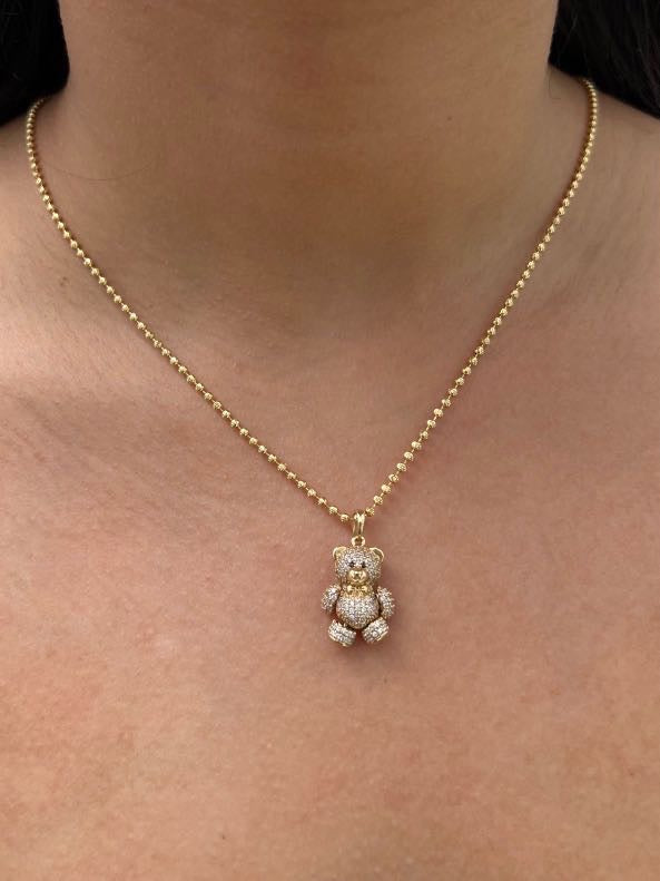 Dije Mini OSo Articulado Con Swarovski 4.4gr / LArgo 2.5cm / Oro Amarillo Nac P