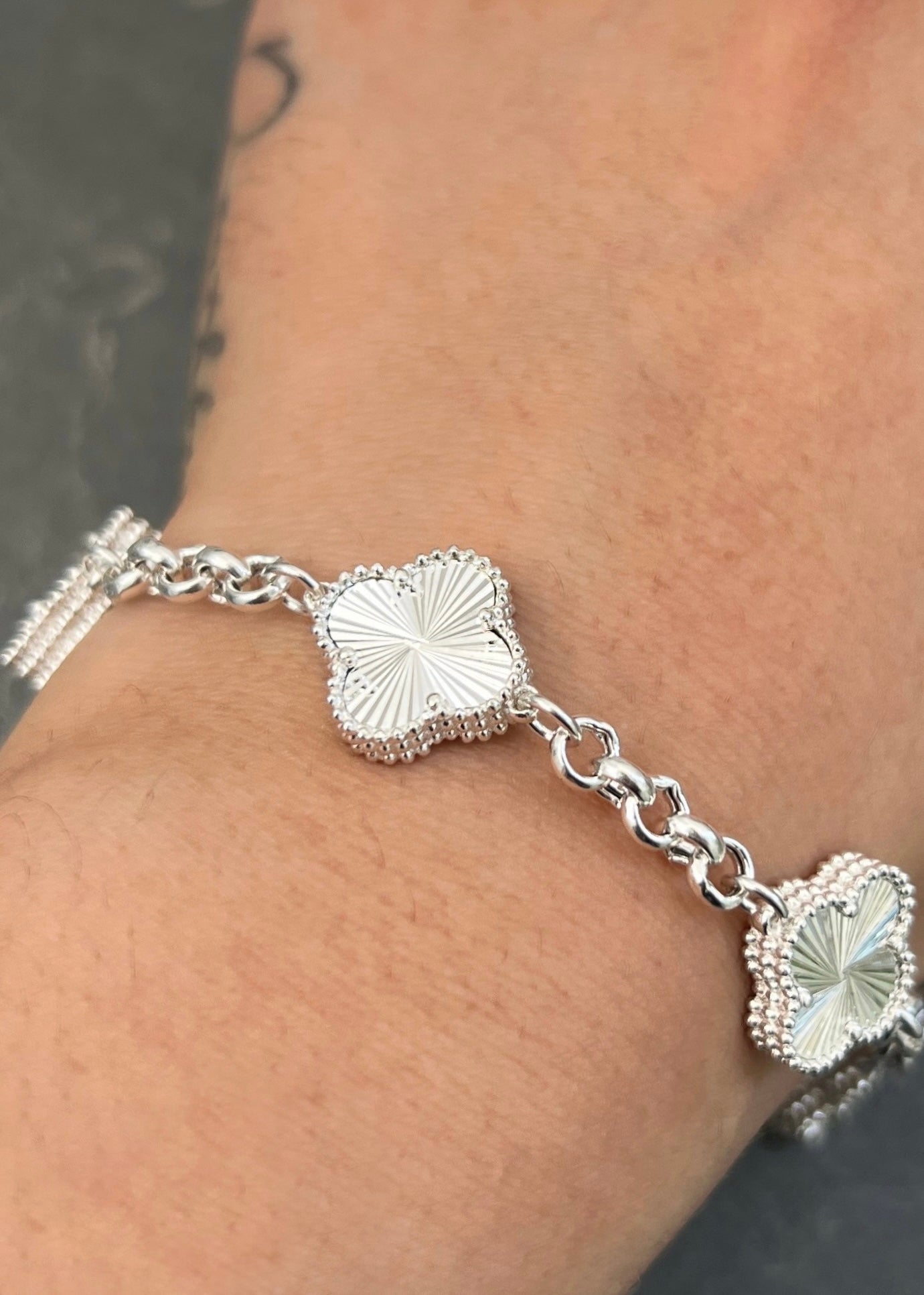 Pulso Lucky Clover Diamantado 12.85gr / 20cm / 14mm — Plata 925