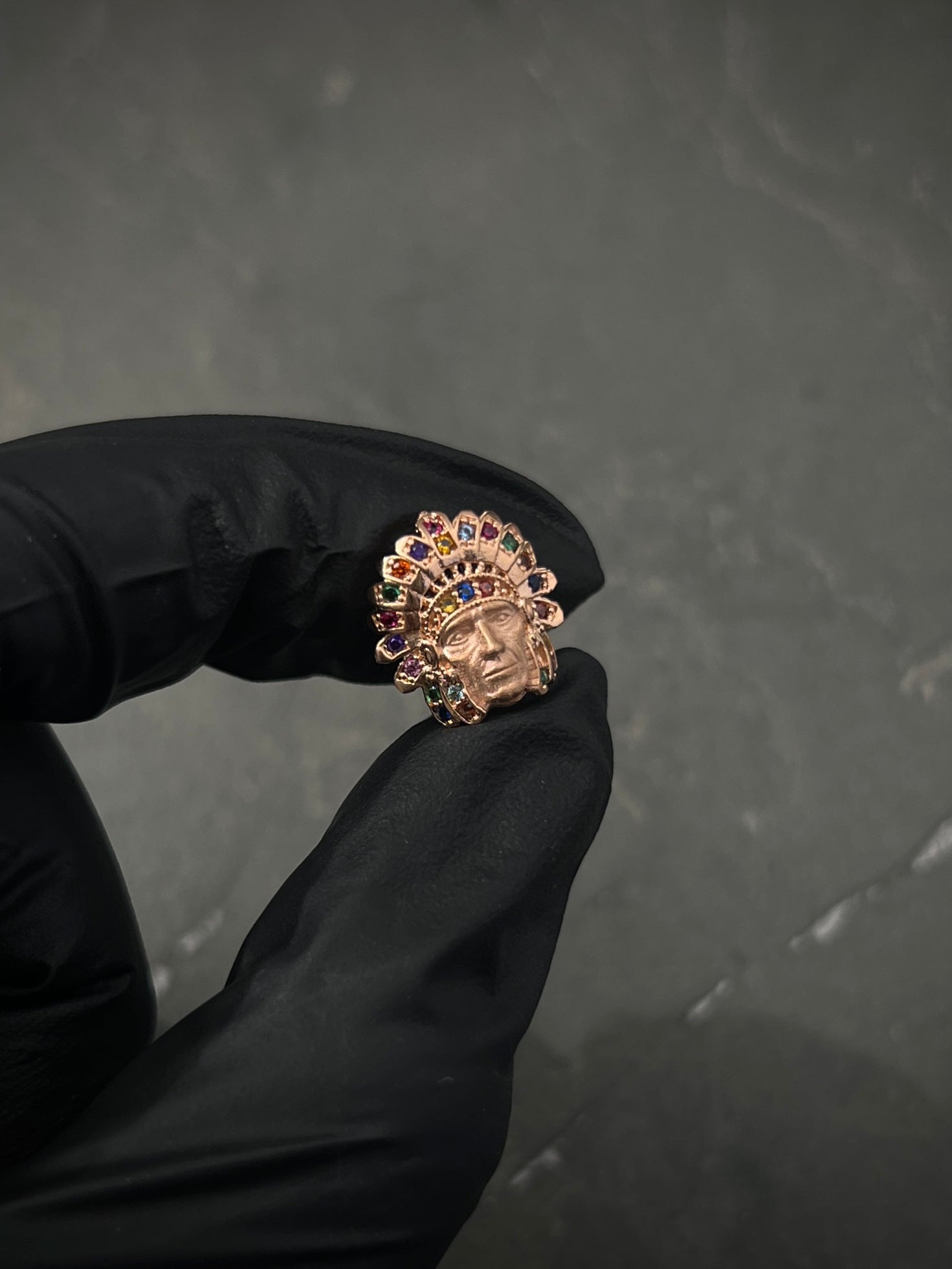 Herraje indio con swarovski multicolor 2.3gr / Largo 1,2cm / Oro Rosado Nac B