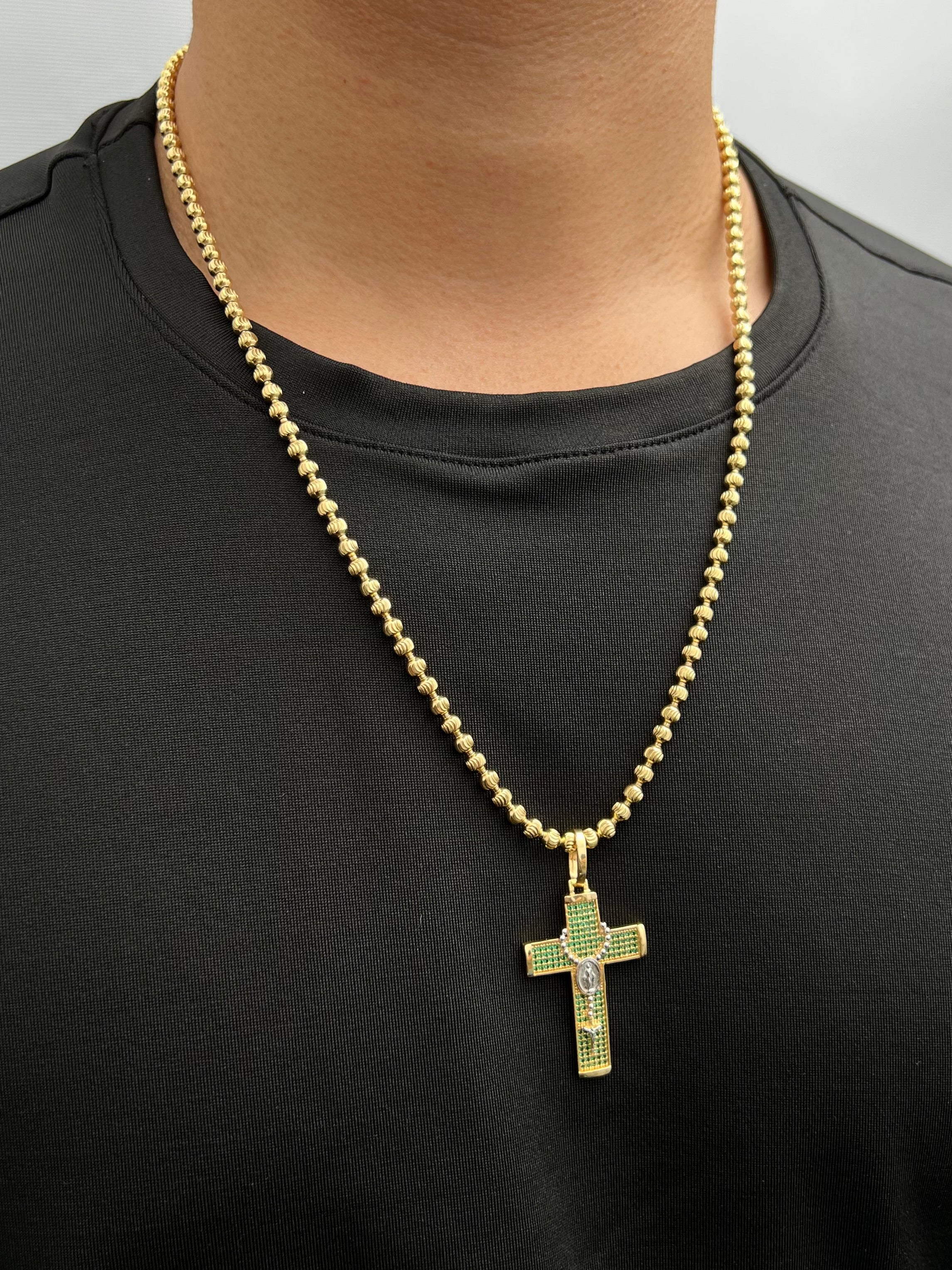 Dije cruz con swarovski verde 6.25gr / Largo 4.8cm / Dos Oros Nac P