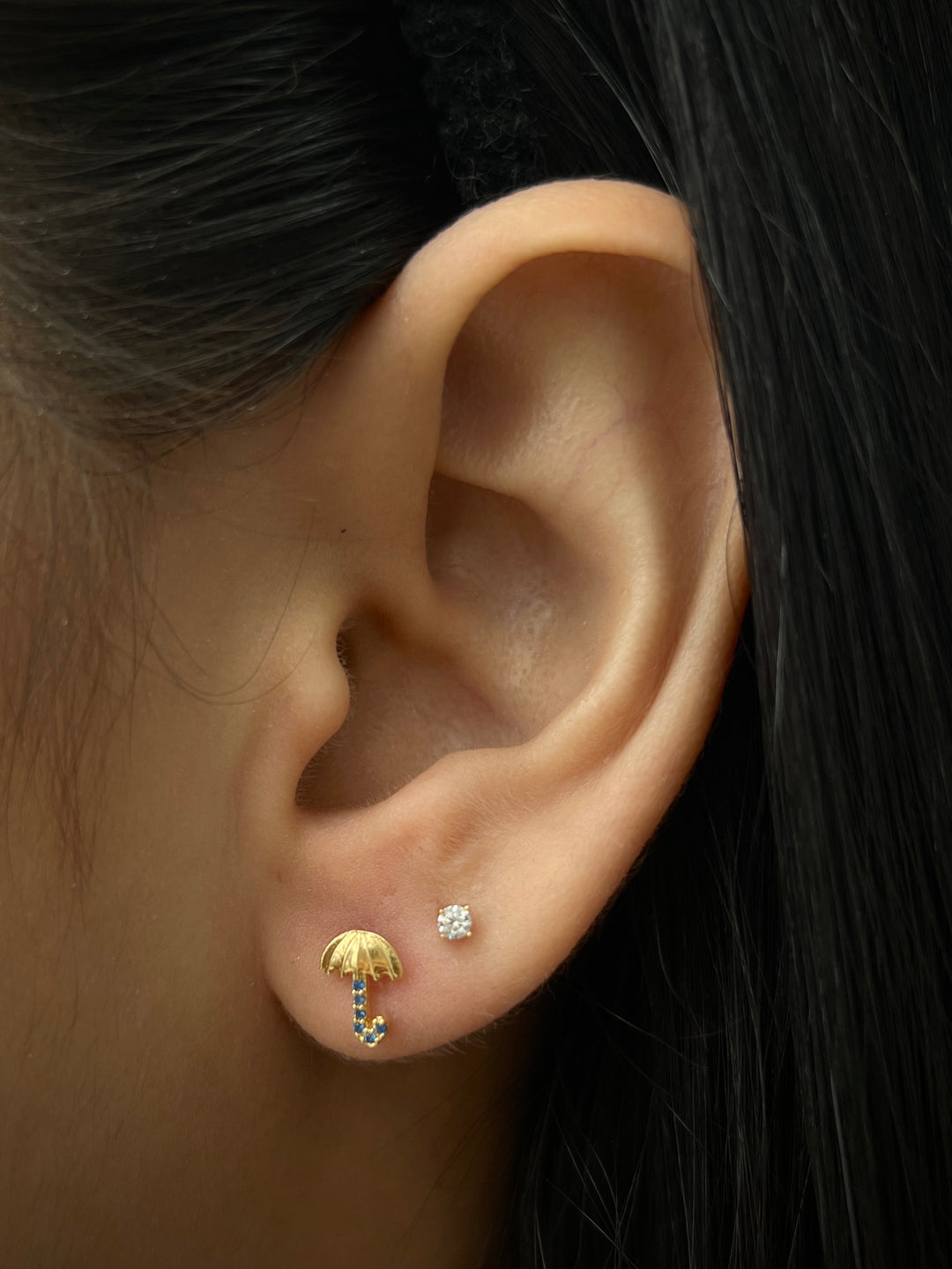 Topos de sombrilla con swarovski azul 0.95gr / 0.8cm — Oro Amarillo