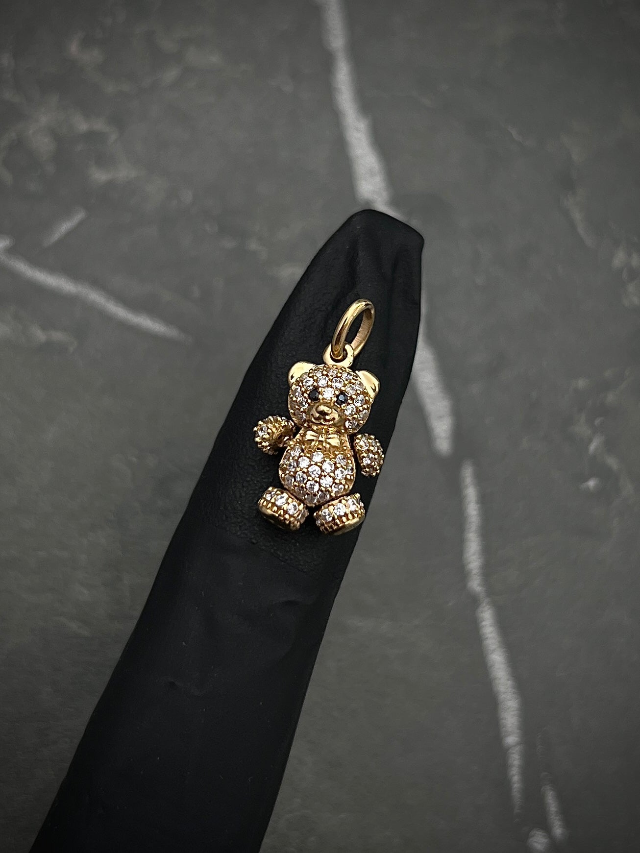 Dije de oso articulado con swarovski blanco 2.4gr / 2cm / Oro Amarillo Nac M