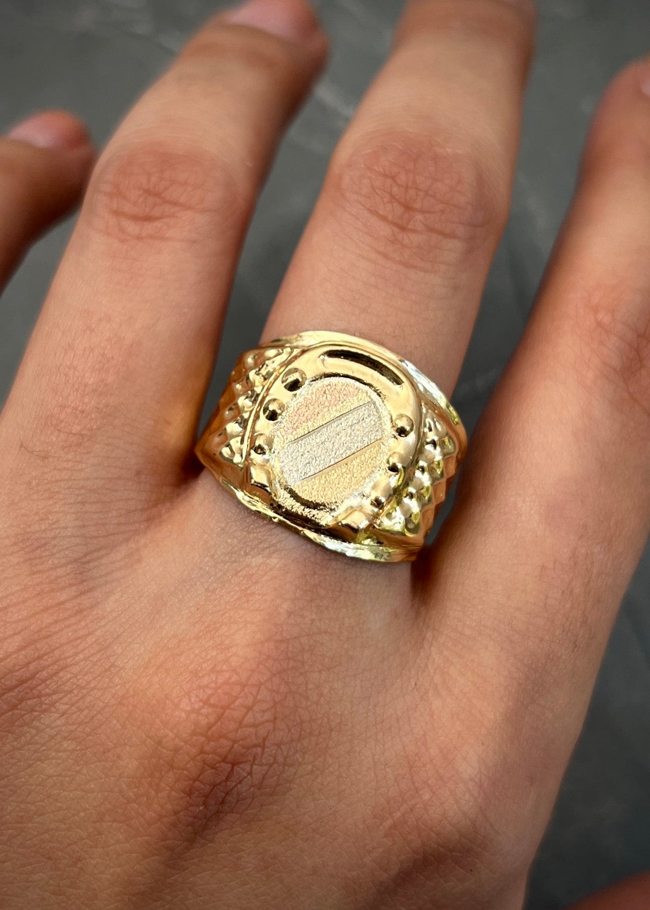 Anillo herradura de caballo 3.85gr / Talla 10 / Tres Oros Nac M