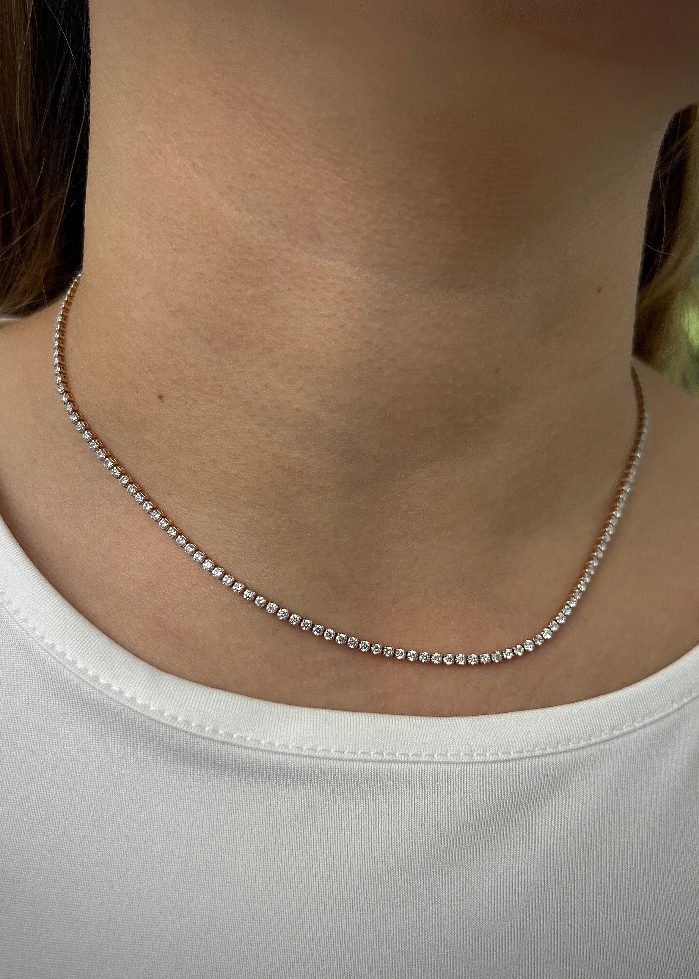 Cadena tenis con 431pts de diamante blanco 4.45gr / Largo 40cm / Oro Rosado (Joya) P