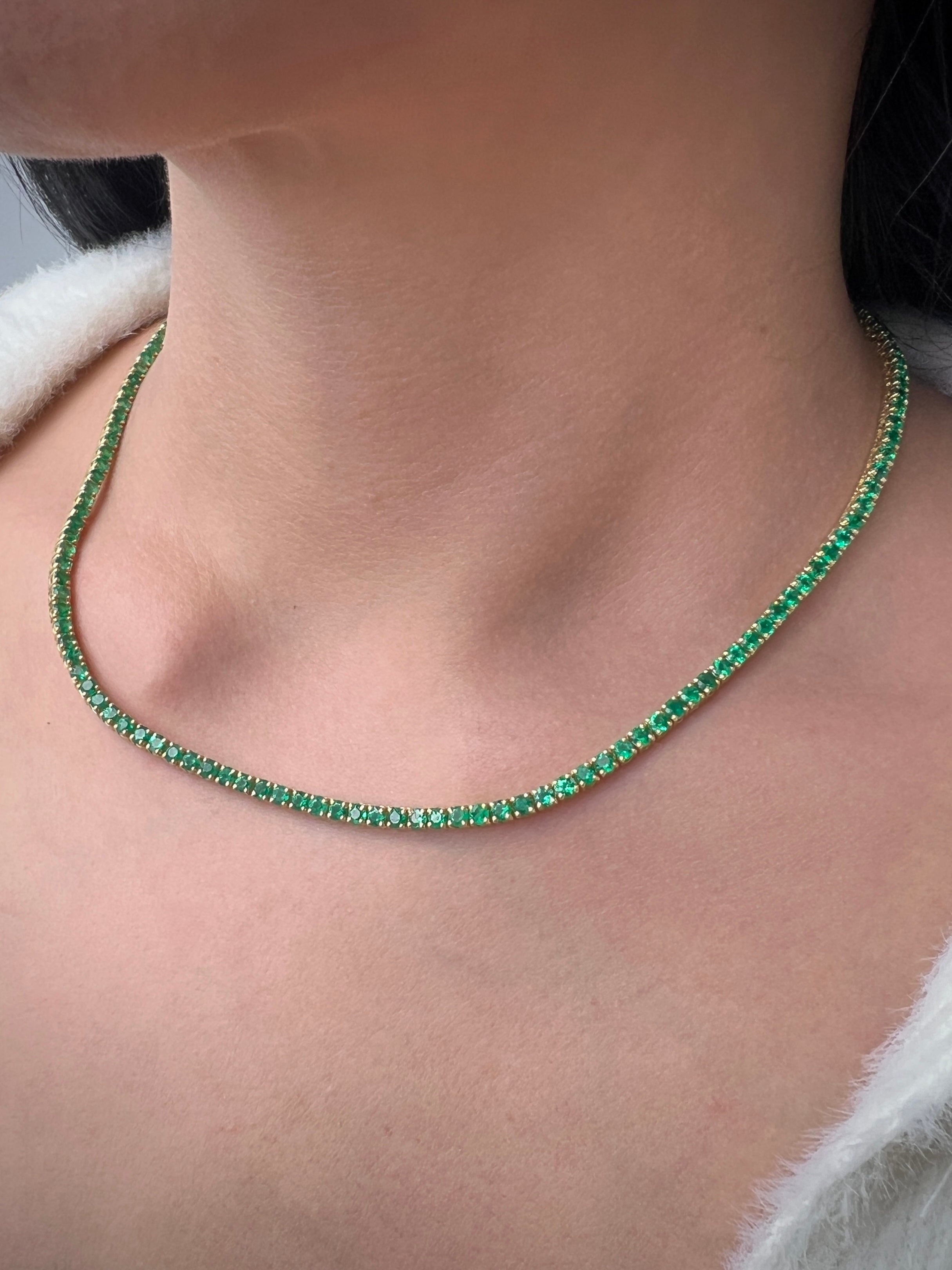 Cadena Tenis Con 941Pts De Esmeralda 19.4gr / Largo 40cm / Oro Amarillo (Joya) M