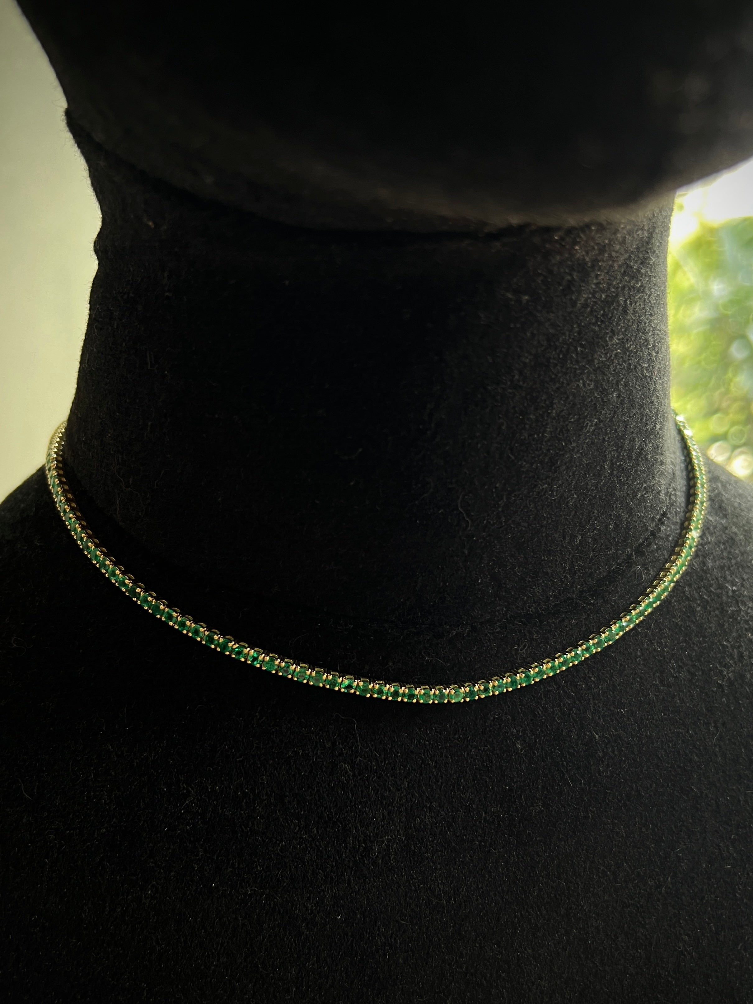 Cadena Tenis Con 941Pts De Esmeralda 19.4gr / Largo 40cm / Oro Amarillo (Joya) M