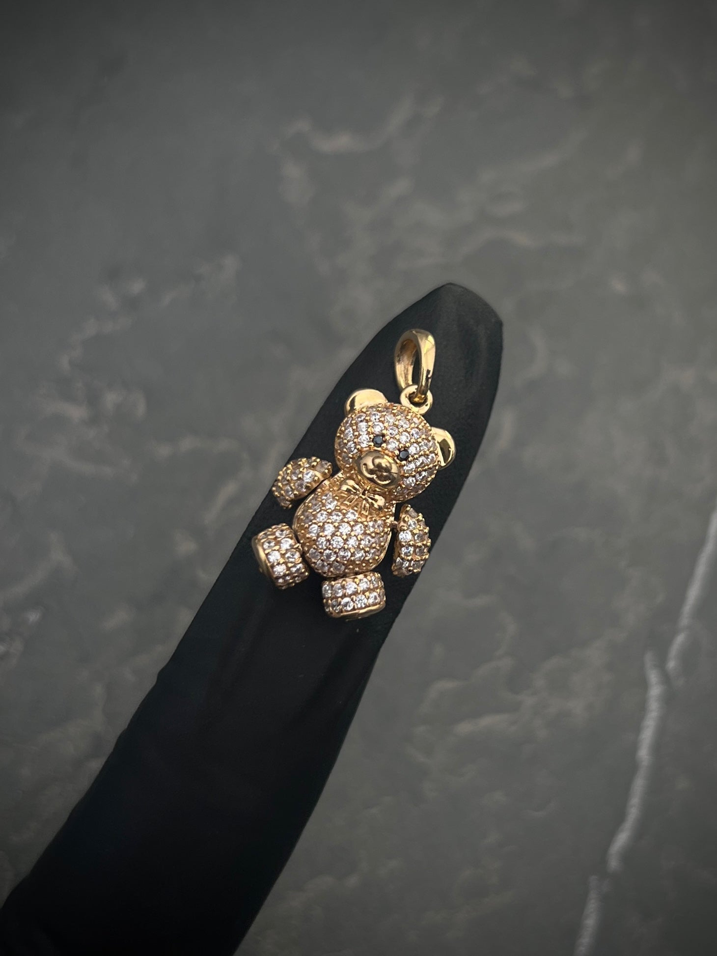 Dije Mini OSo Articulado Con Swarovski 4.4gr / LArgo 2.5cm / Oro Amarillo Nac P