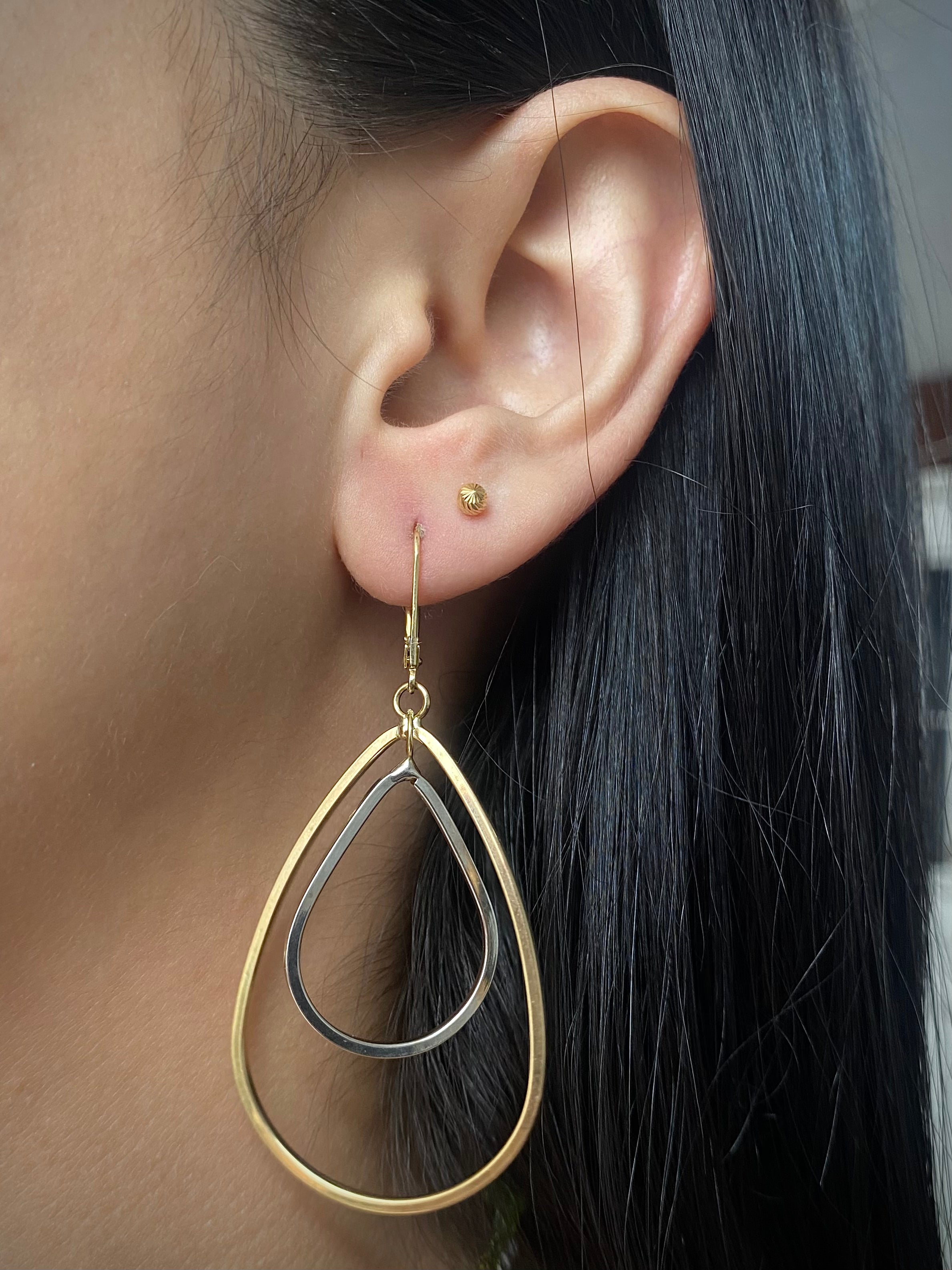 Candongas Doble Gota 4.65gr / Largo 6.7cm / Dos Oros italy +3 P