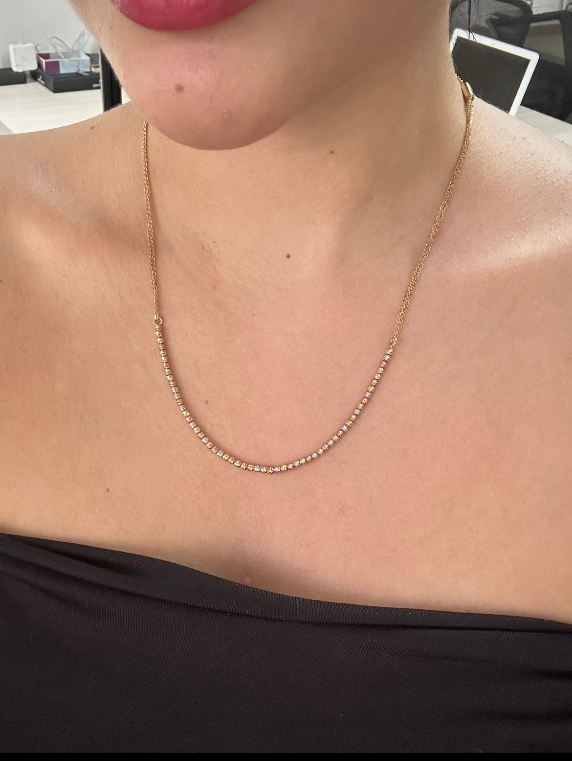 Cadena tejido especial 6.4gr / Largo 45cm / Tres Oros Italy cte M