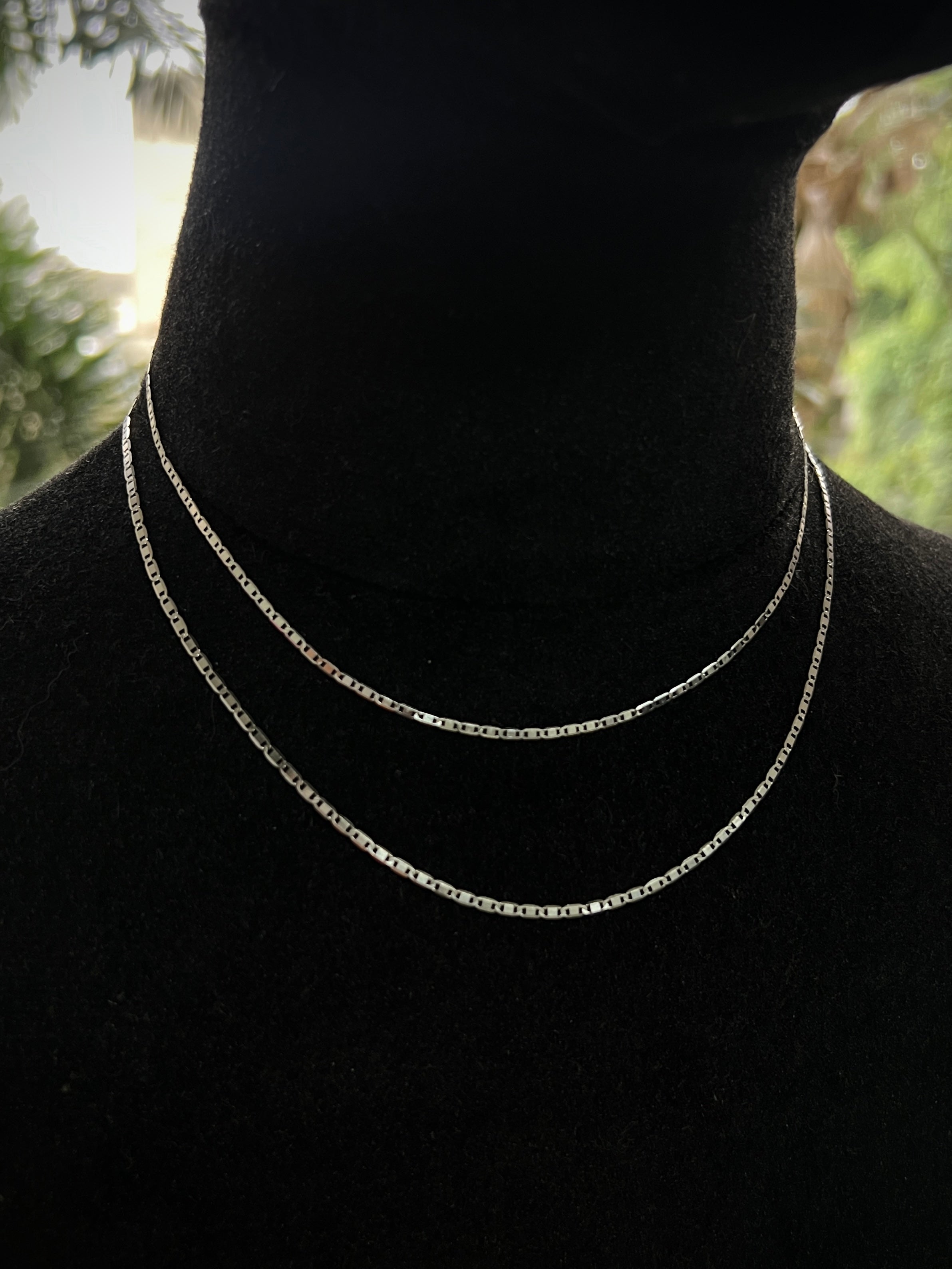 Cadena plana 3.3gr / Largo 45cm / Oro Blanco italy +3 B