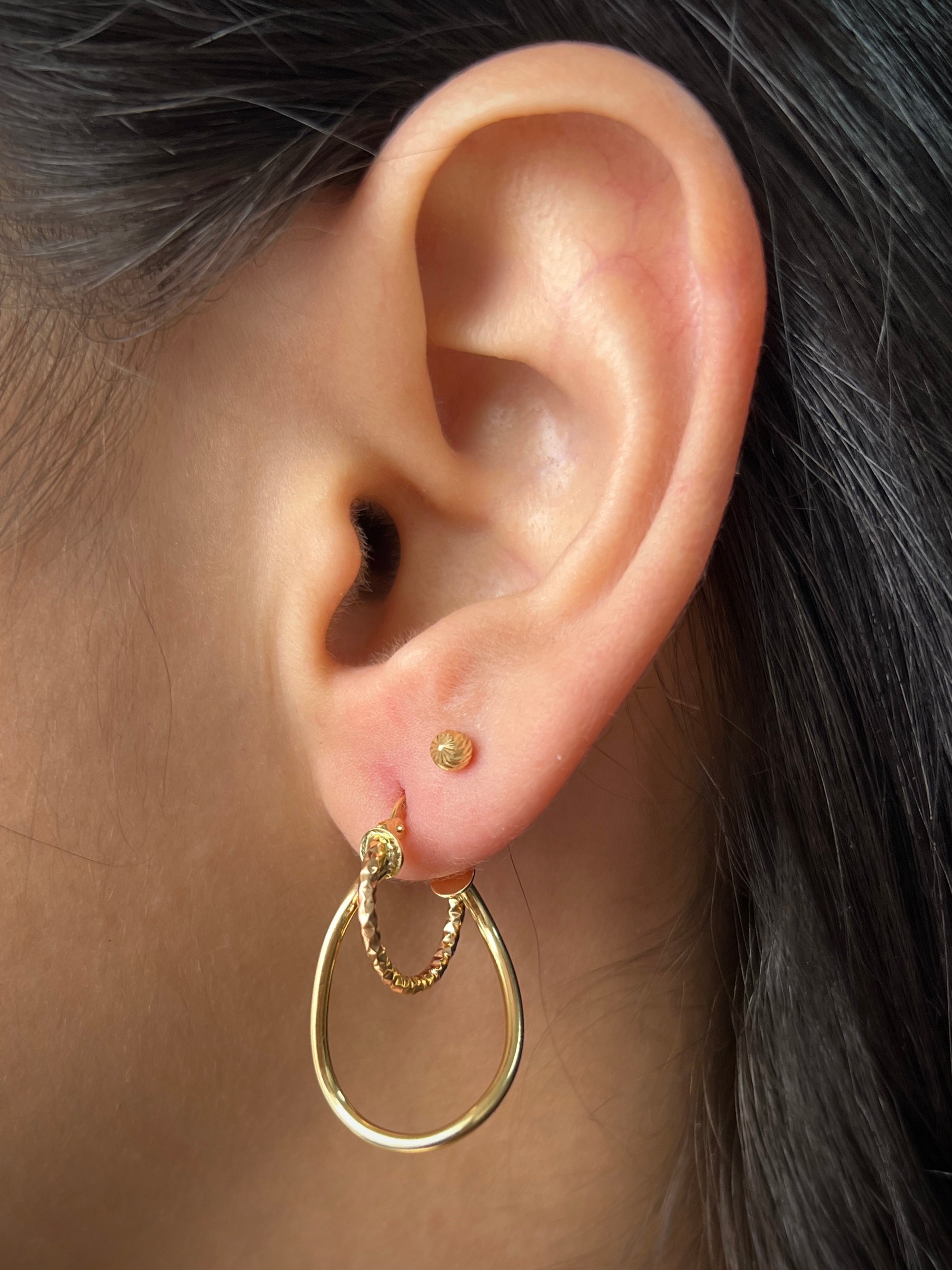 Candongas rusticas diamantadas 1.75gr / Largo 2.6cm / Dos Oros italy +3 M