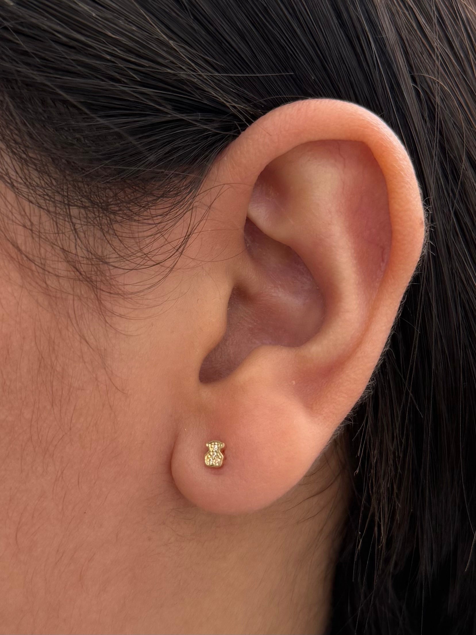 Topos Oso Th con Swarovski Blanco 0.5gr / 0.3cm / 3.2mm — Oro Amarillo