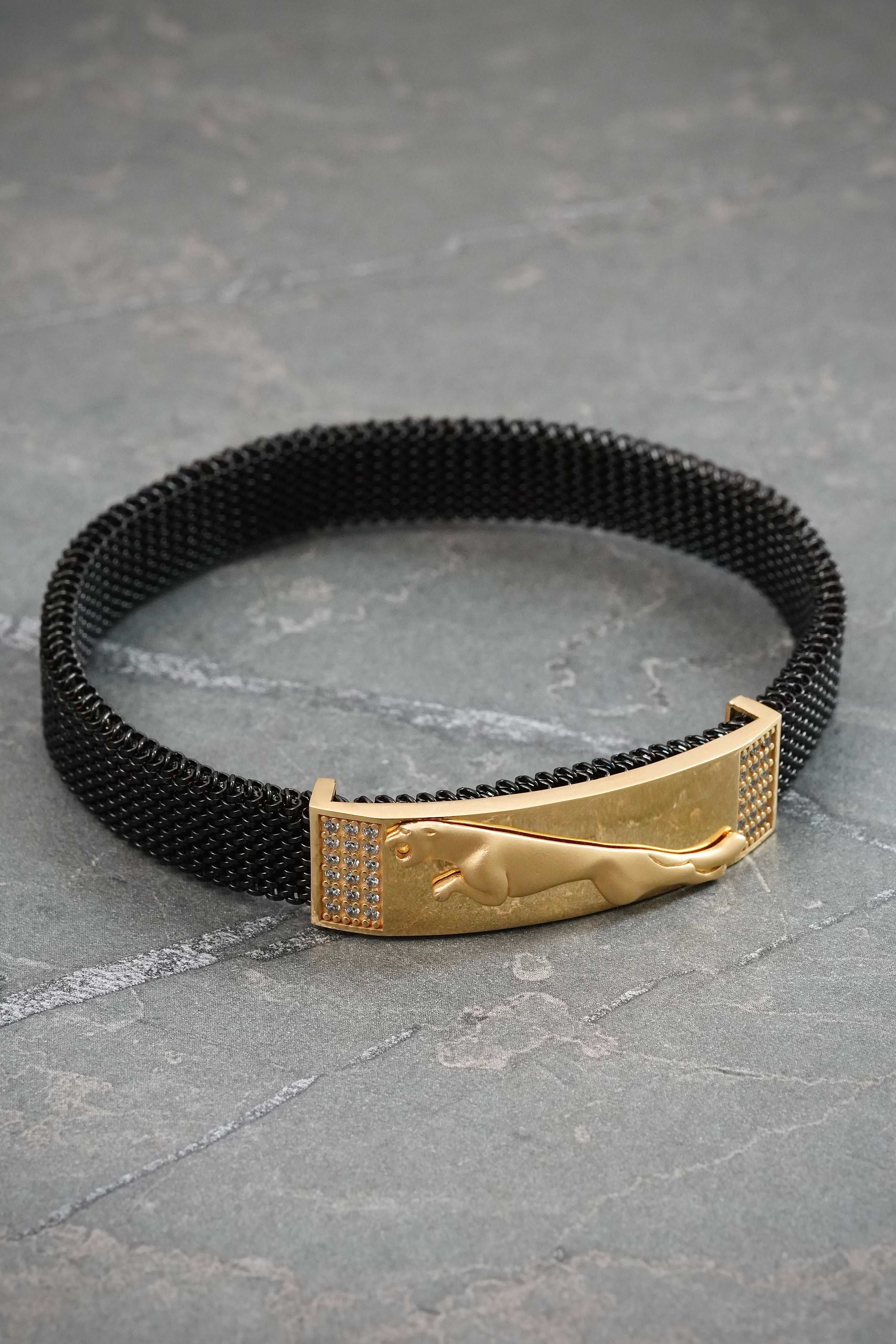 Pulso Resorte con Placa Puma 6.35gr / 18cm / 11.2mm — Oro Amarillo