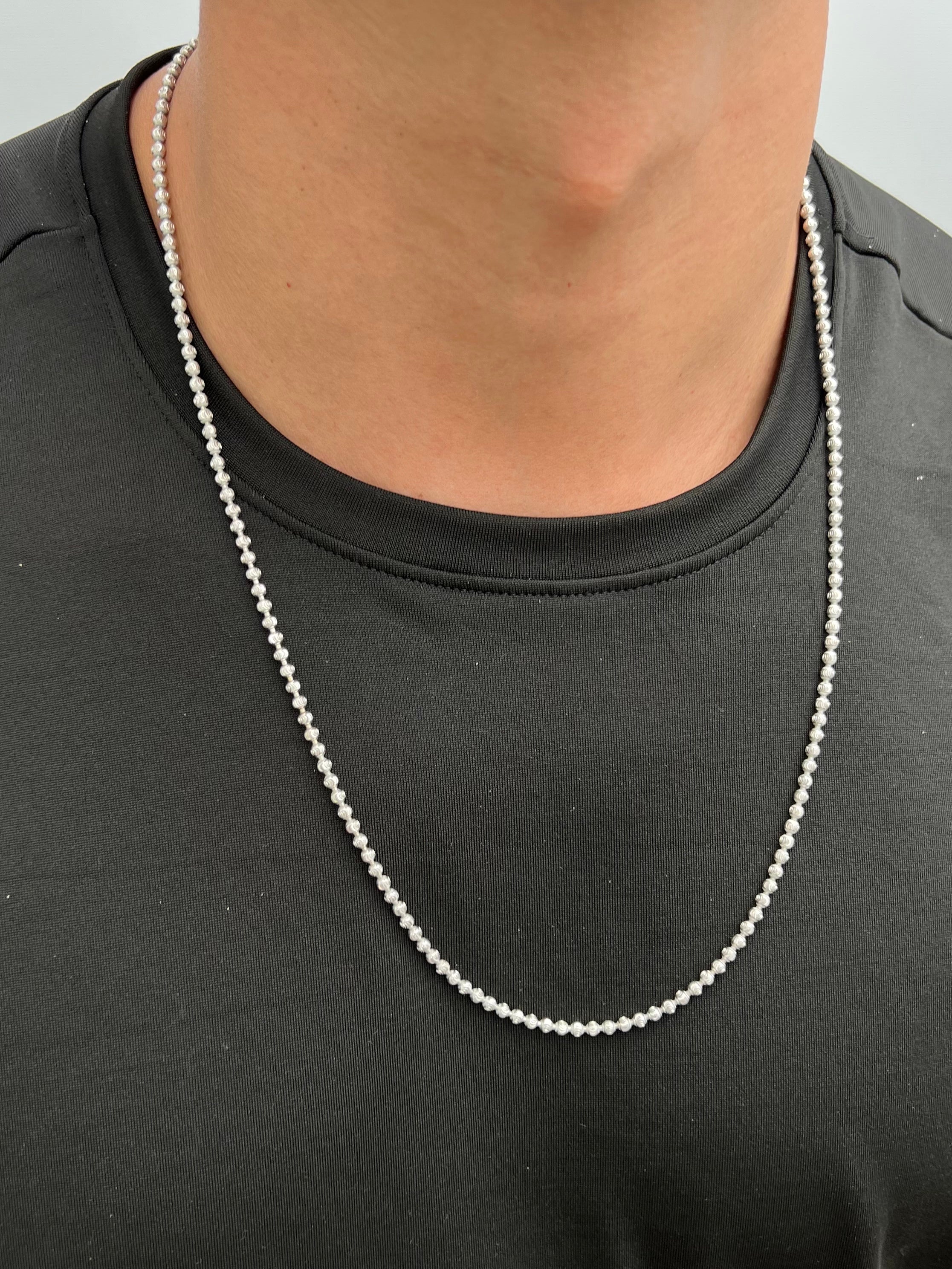 Cadena militar diamantada luna 3mm 23.25gr / Largo 70cm / Oro Blanco (Joya) B