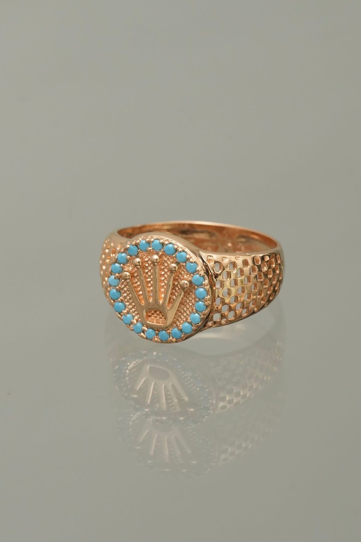 Anillo rx con swarovski azul 3.6gr / TALLA 6 1/2 / Oro Amarillo Nac P