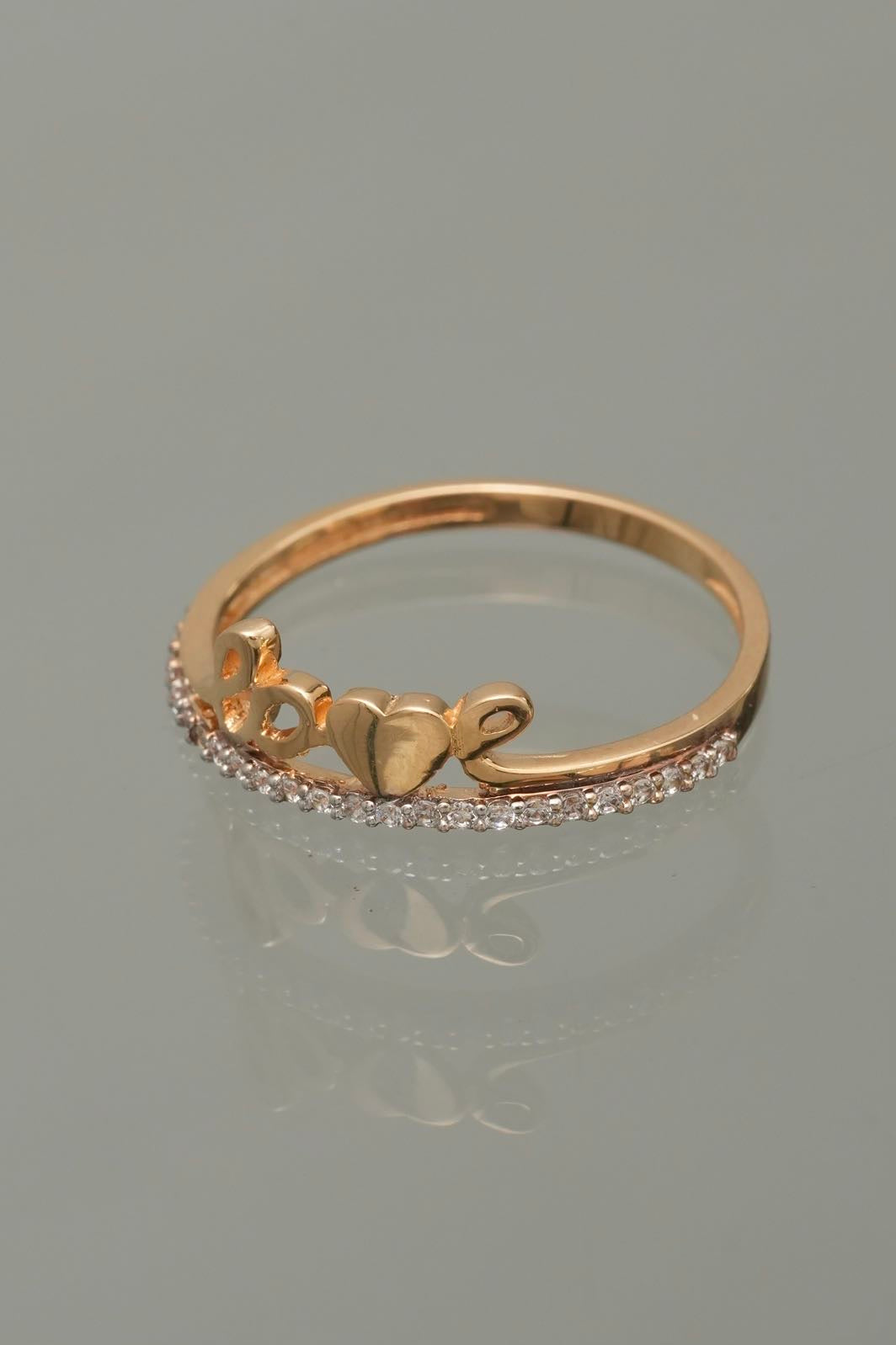 Anillo love con swarovski blanco 1.9gr / TALLA 7 1/4 / Oro Amarillo Nac P