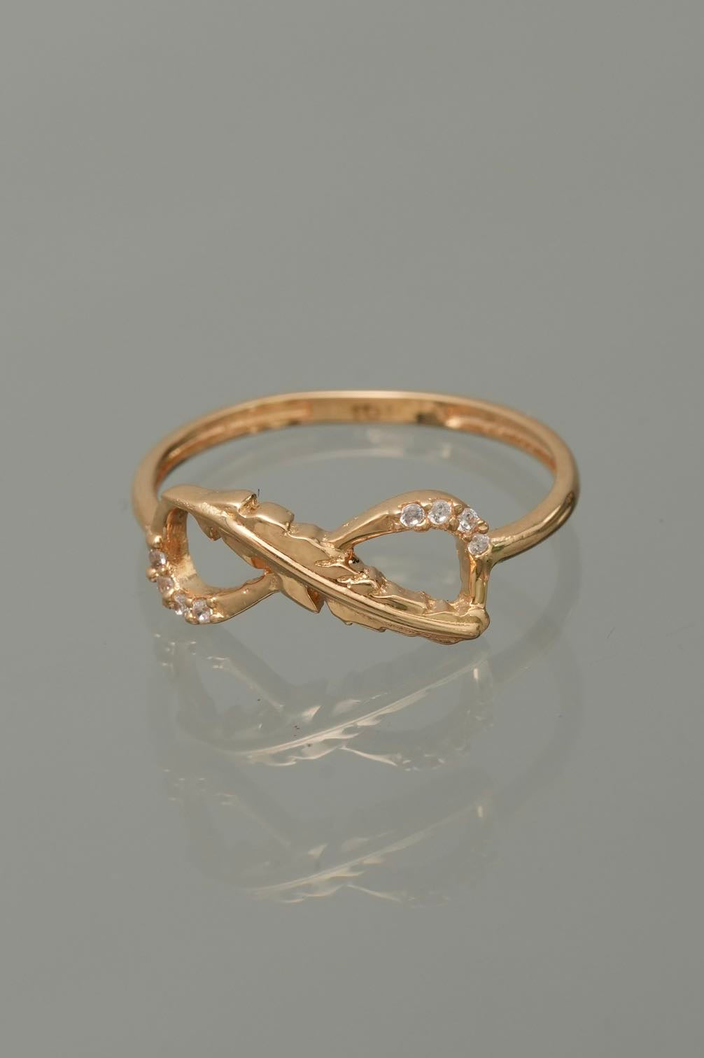 Anillo infinito con swarovski blanco 1.5gr / TALLA 6 1/4 / Oro Amarillo Nac M