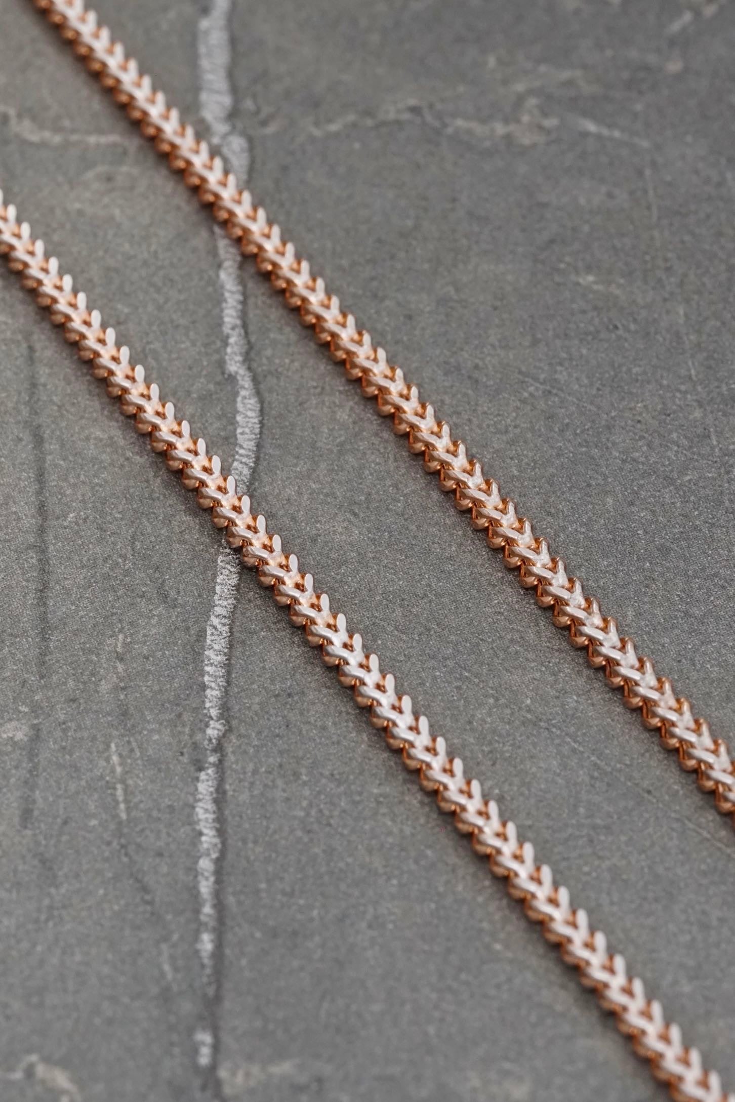 Cadena franco con pave 8.55gr / Largo 60cm / Oro Rosado italy +3 M