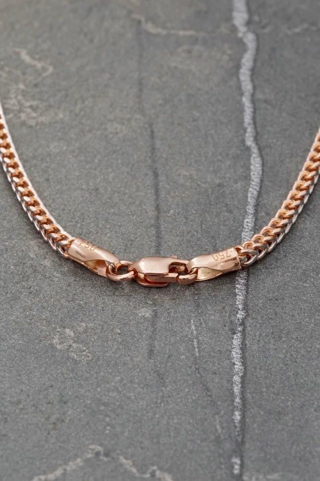 Cadena franco con pave 8.65gr / Largo 60cm / Oro Rosado italy +3 M