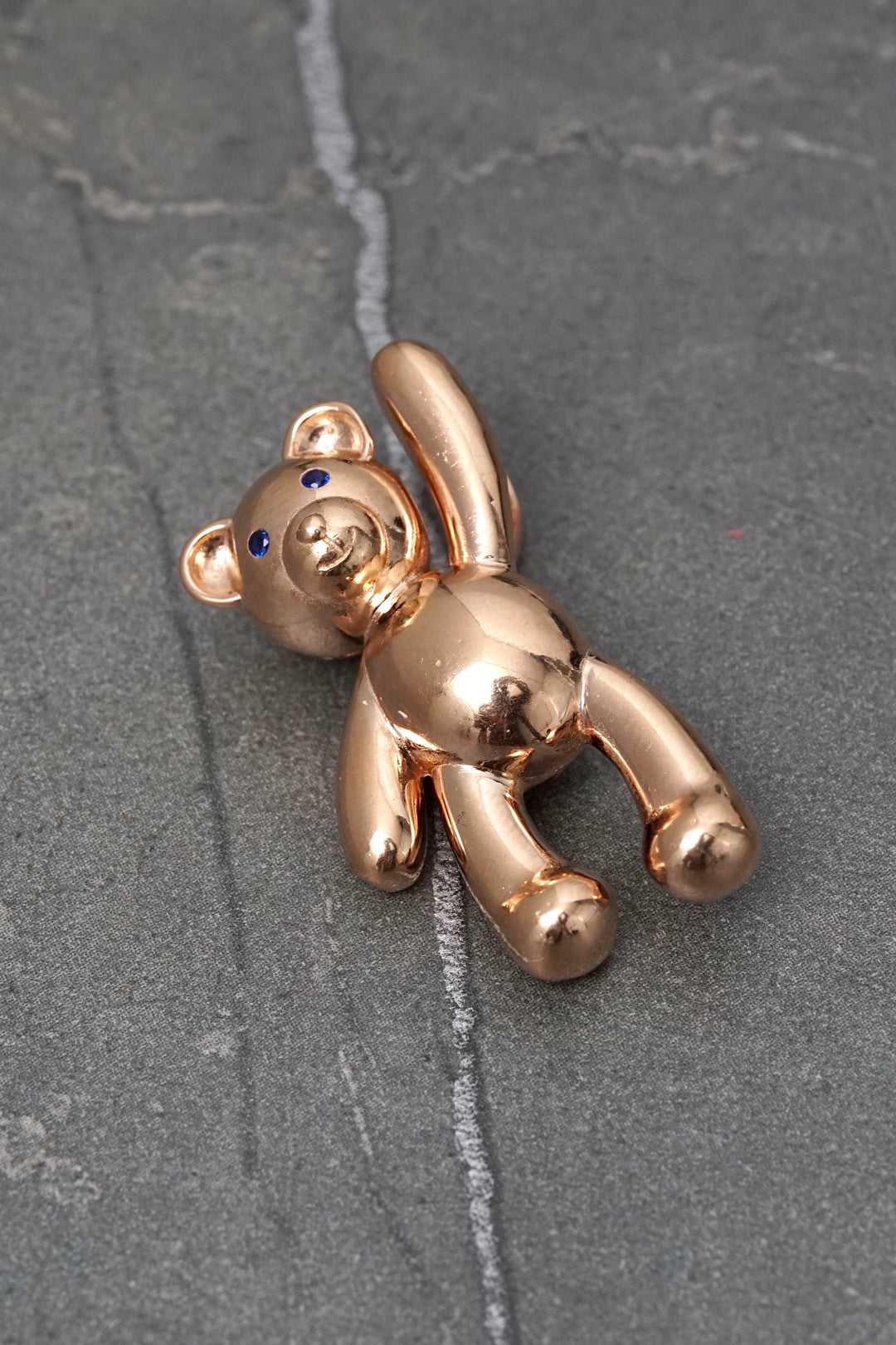Dije oso con swarovski azul 9gr / Largo 3cm — Oro Rosado