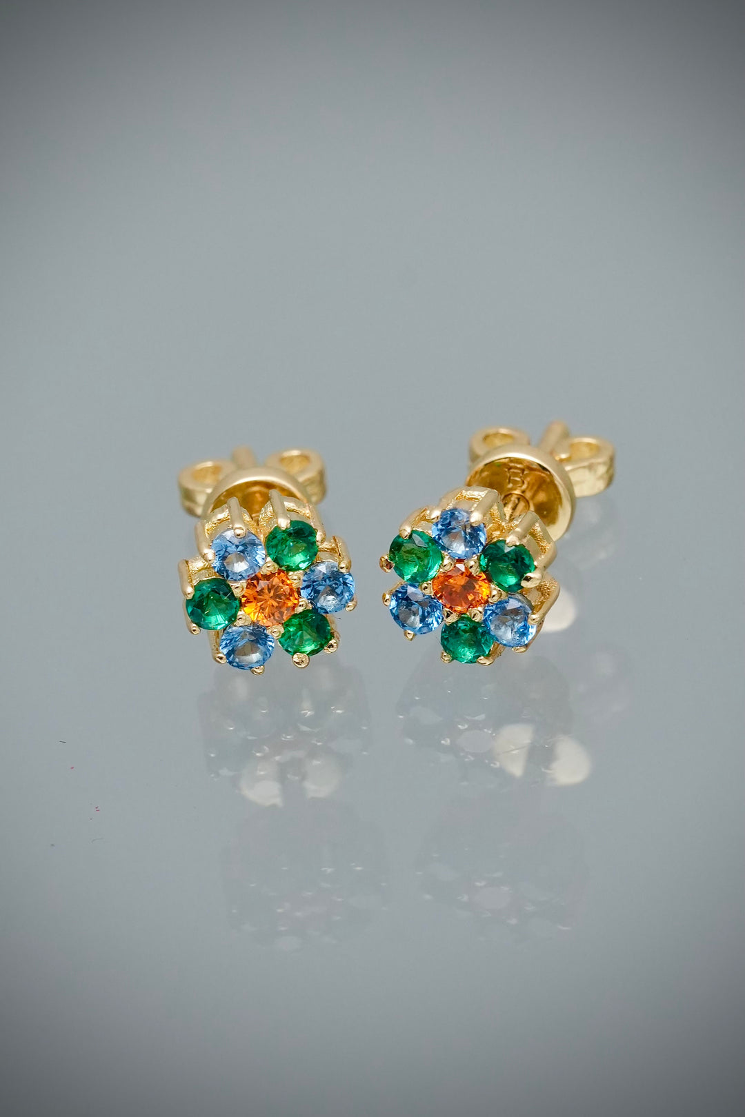 Topos flor con swarovski multicolor 2.3gr / Largo 0.6cm — Oro Amarillo