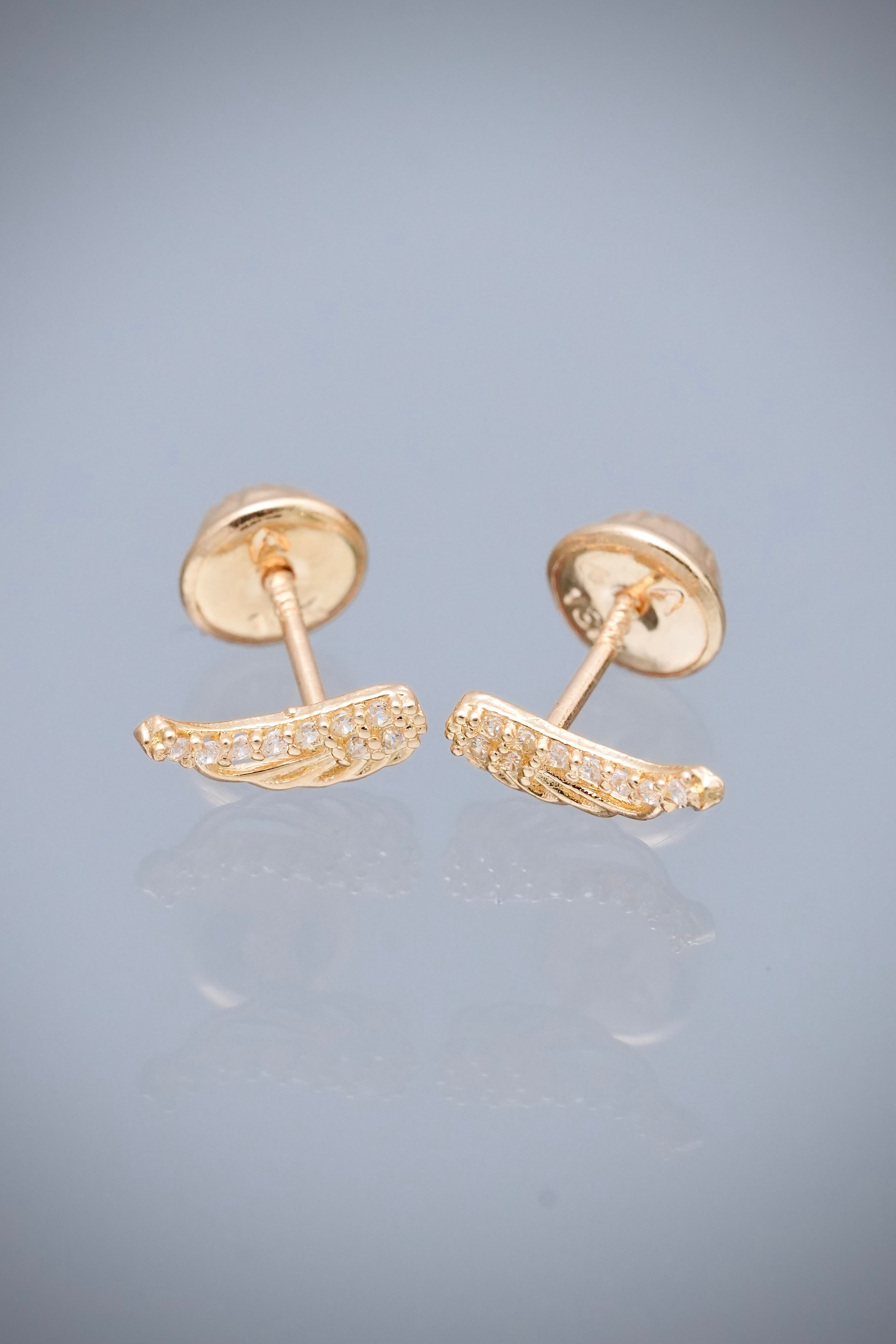 Topos ala con swarovski blanco 0.6gr / Largo 0.8cm — Oro Amarillo