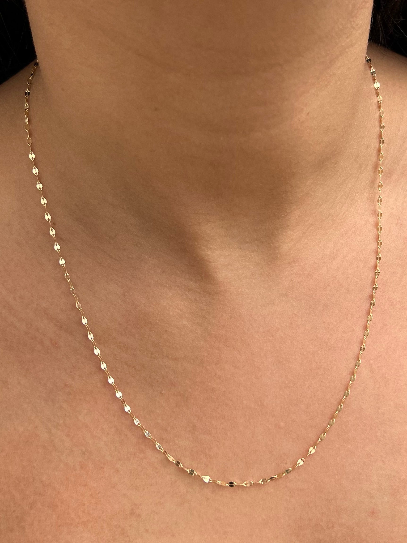 Cadena flor espejo 1.3gr / Largo 50cm / Oro Amarillo italy +3 B