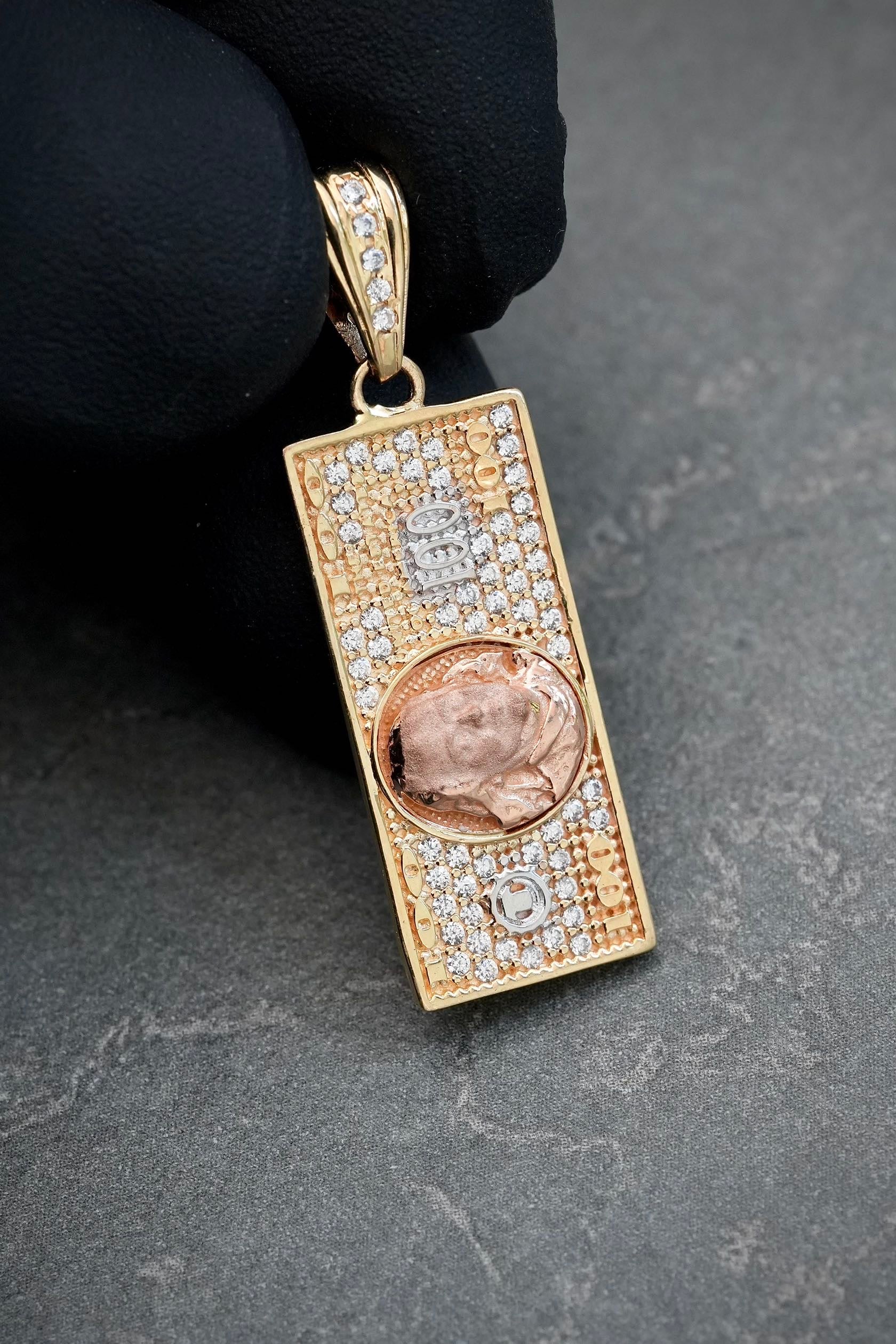Dije dolar con swarovski blanco 3.5gr / Largo 3.4cm — Dos Oros