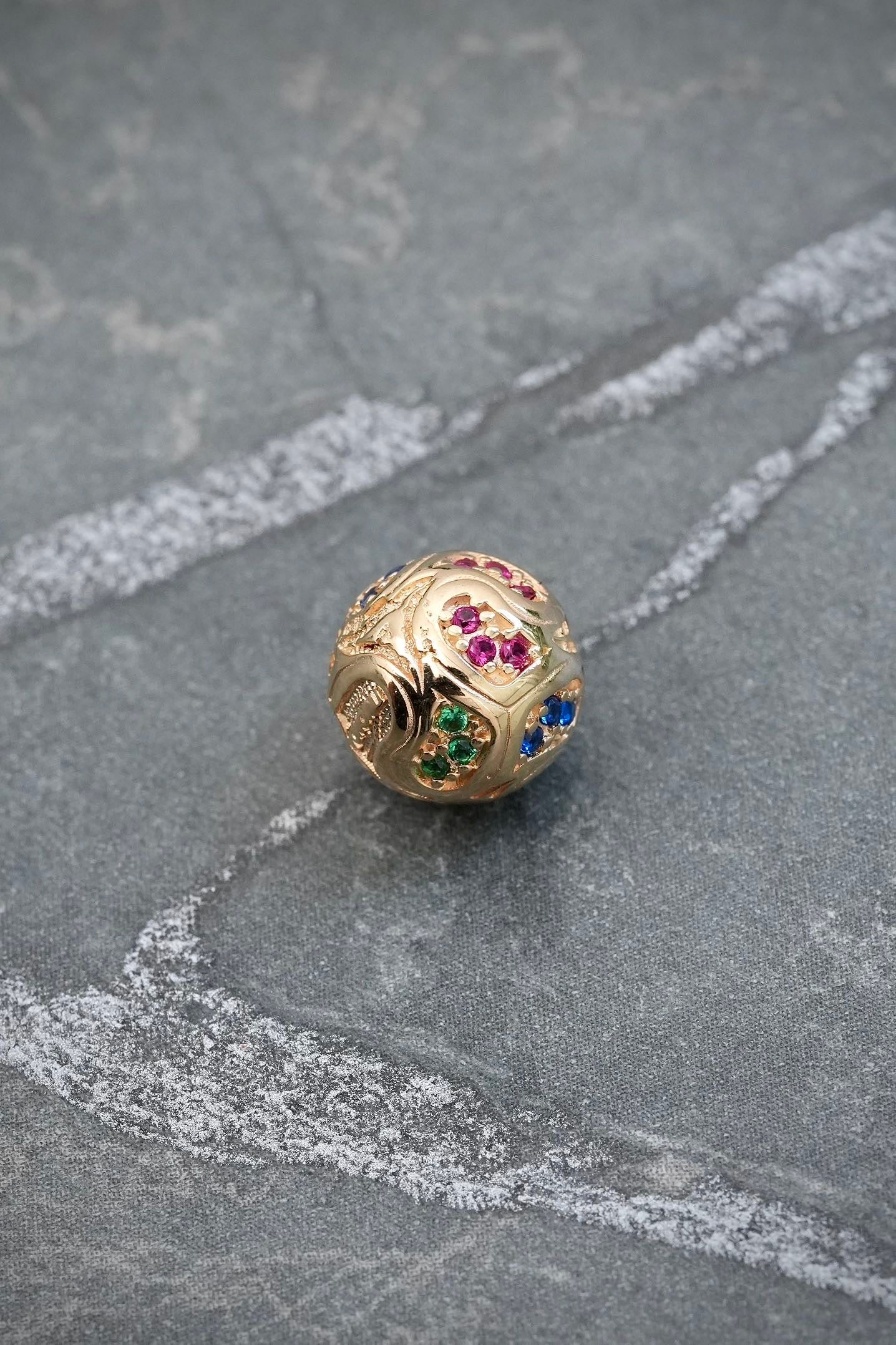 Herraje balon con swarovski 1.3gr / Largo 0.8cm / Oro Amarillo Nac B