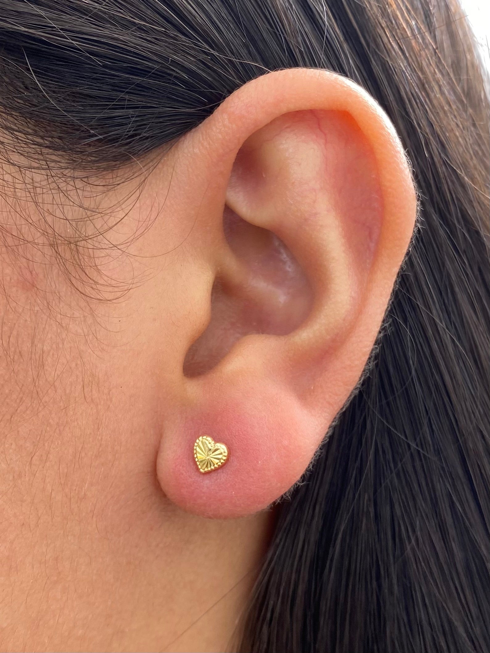 Topos corazon diamantados 0.5gr / Largo 0.5cm — Oro Amarillo